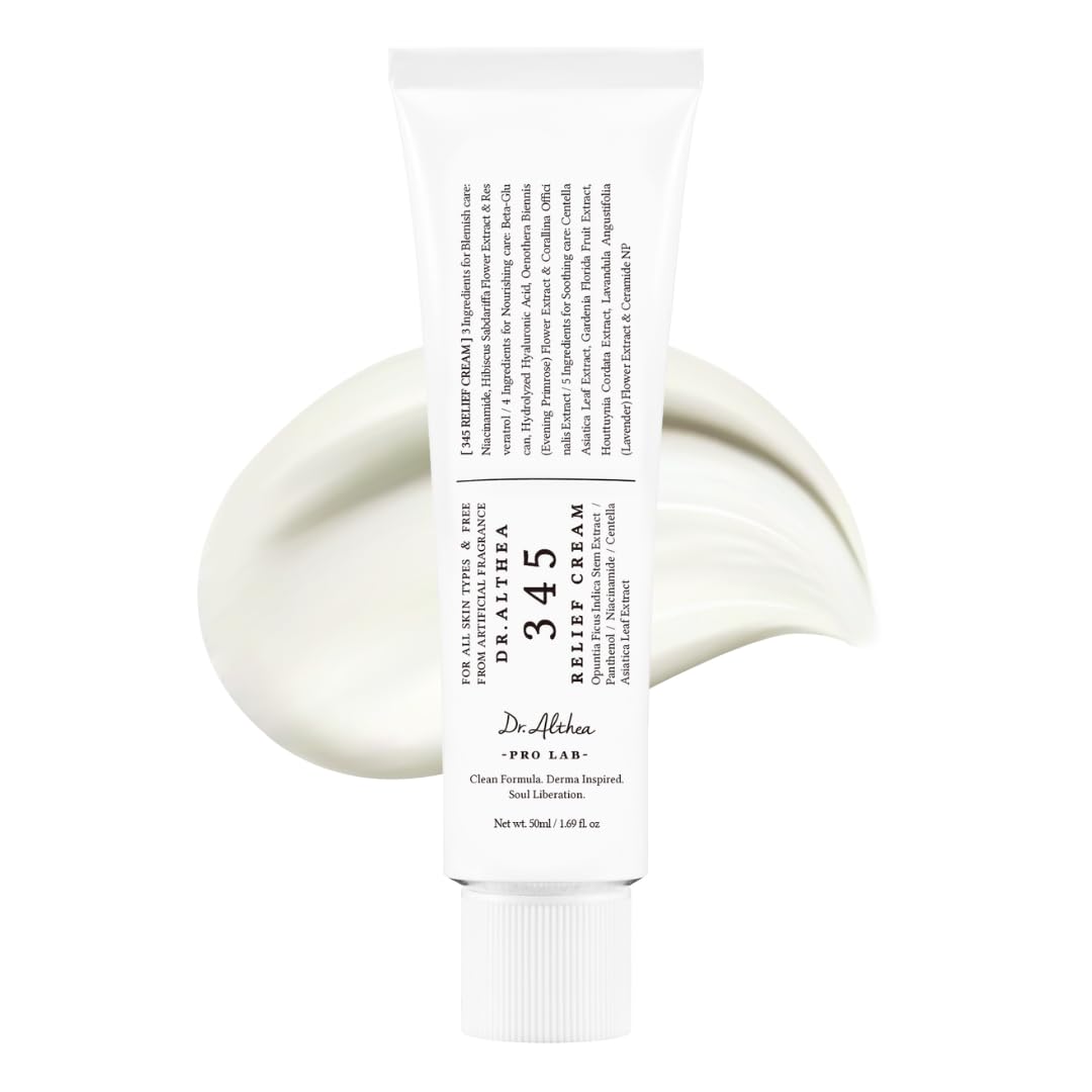 Dr.Althea 345 Relief Cream | PDRN & Hyaluronic Acid for Hydration, Blemish Care | Post-Acne Face Moisturizer with Centella & Niacinamide | Korean Vegan Skincare, 1.69 Fl Oz (Ver.2 - Pack of 1)