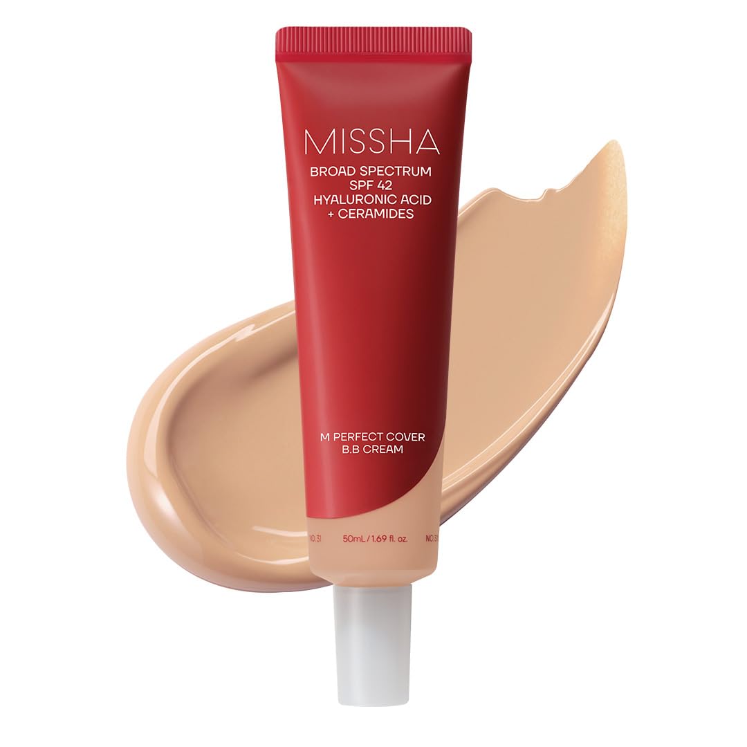 MISSHA M Perfect Cover BB Cream No.29 Caramel Beige - Medium/Tan with Warm Undertone SPF 42 PA+++ 1.69 Fl Oz - Tinted Moisturizer for face with SPF