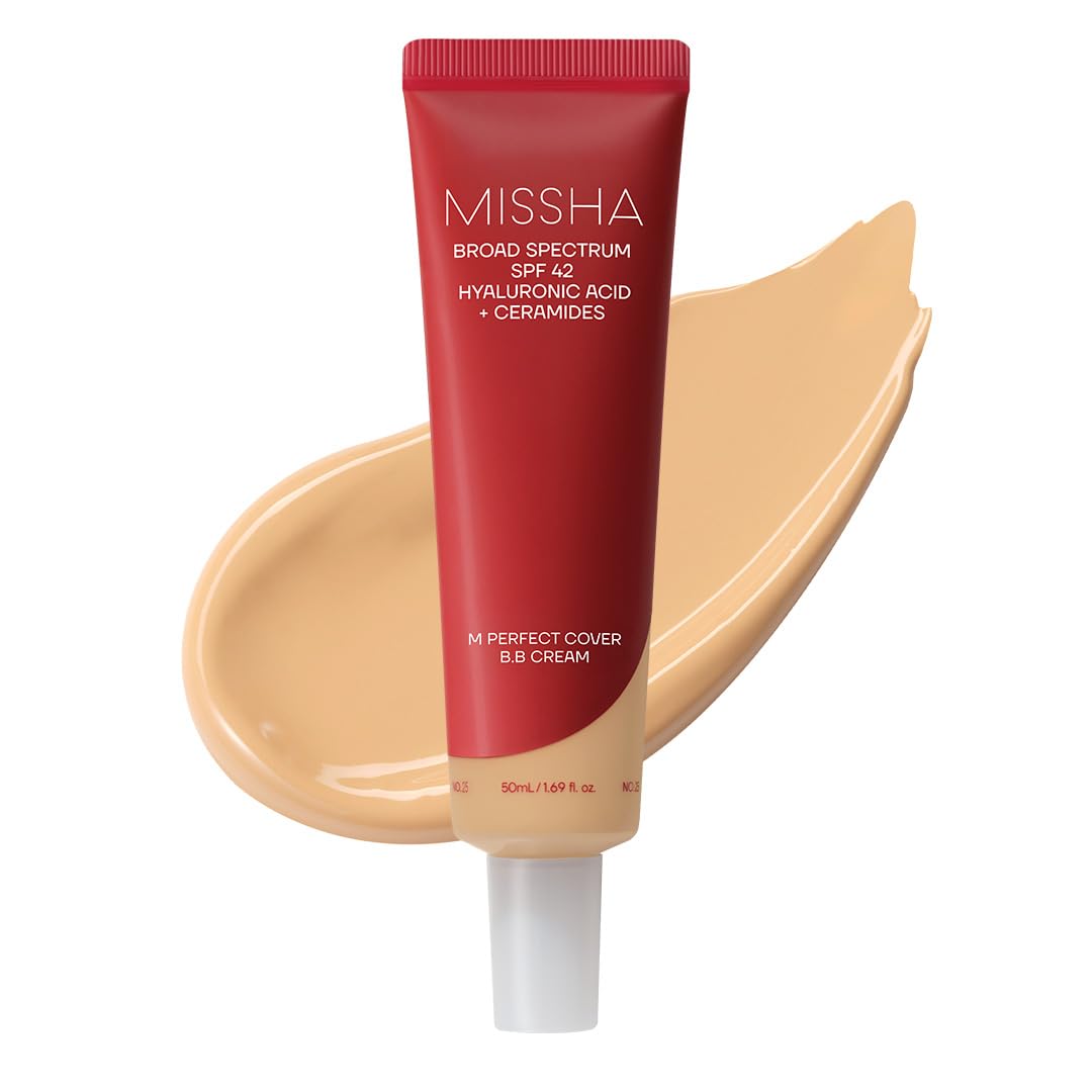 MISSHA M Perfect Cover BB Cream No.29 Caramel Beige - Medium/Tan with Warm Undertone SPF 42 PA+++ 1.69 Fl Oz - Tinted Moisturizer for face with SPF