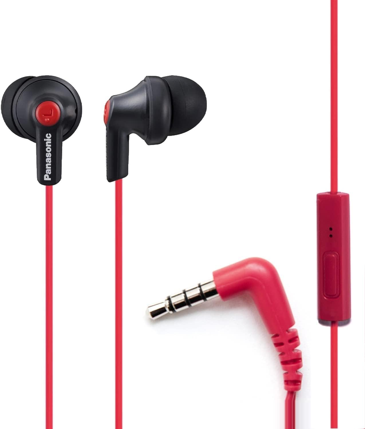 Panasonic ErgoFit Wired Earbuds, In-Ear Headphones with Dynamic Crystal-Clear Sound and Ergonomic Custom-Fit Earpieces (S/M/L), 3.5mm Jack for Phones and Laptops, No Mic - RP-HJE120-K (Black)