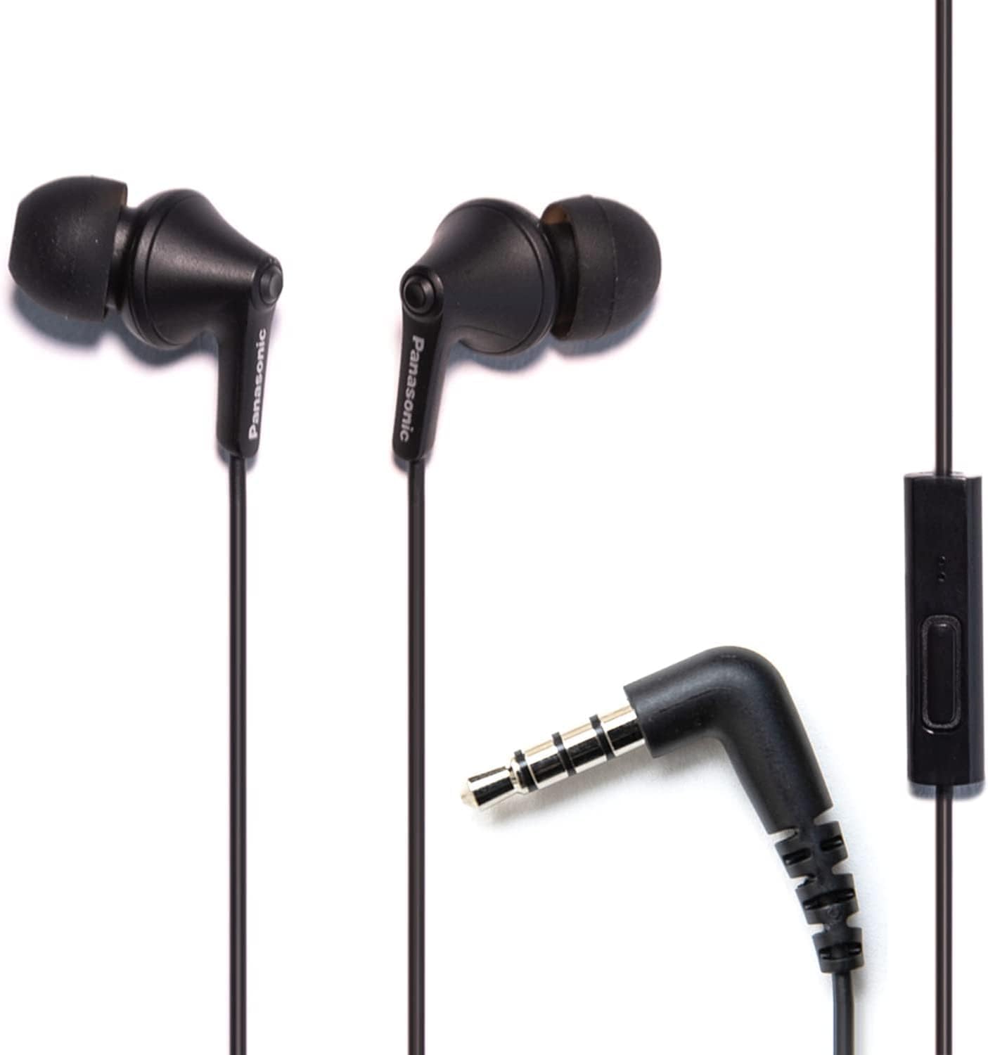 Panasonic ErgoFit Wired Earbuds, In-Ear Headphones with Dynamic Crystal-Clear Sound and Ergonomic Custom-Fit Earpieces (S/M/L), 3.5mm Jack for Phones and Laptops, No Mic - RP-HJE120-K (Black)