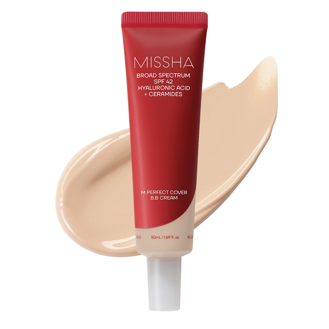 MISSHA M Perfect Cover BB Cream No.29 Caramel Beige - Medium/Tan with Warm Undertone SPF 42 PA+++ 1.69 Fl Oz - Tinted Moisturizer for face with SPF