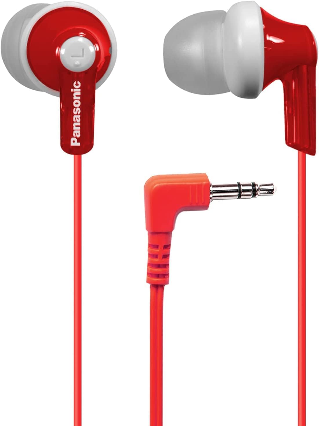 Panasonic ErgoFit Wired Earbuds, In-Ear Headphones with Dynamic Crystal-Clear Sound and Ergonomic Custom-Fit Earpieces (S/M/L), 3.5mm Jack for Phones and Laptops, No Mic - RP-HJE120-K (Black)