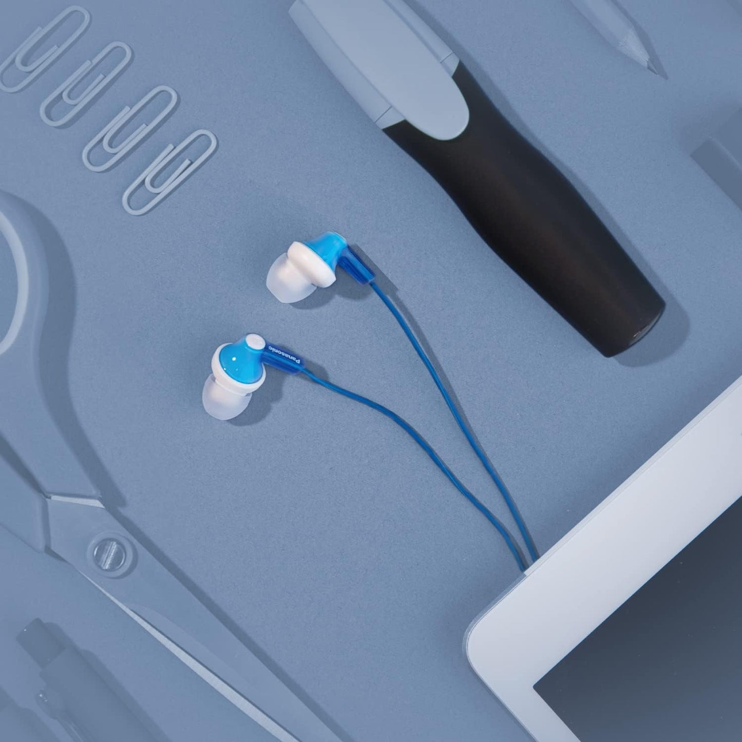 Panasonic ErgoFit Wired Earbuds, In-Ear Headphones with Dynamic Crystal-Clear Sound and Ergonomic Custom-Fit Earpieces (S/M/L), 3.5mm Jack for Phones and Laptops, No Mic - RP-HJE120-K (Black)