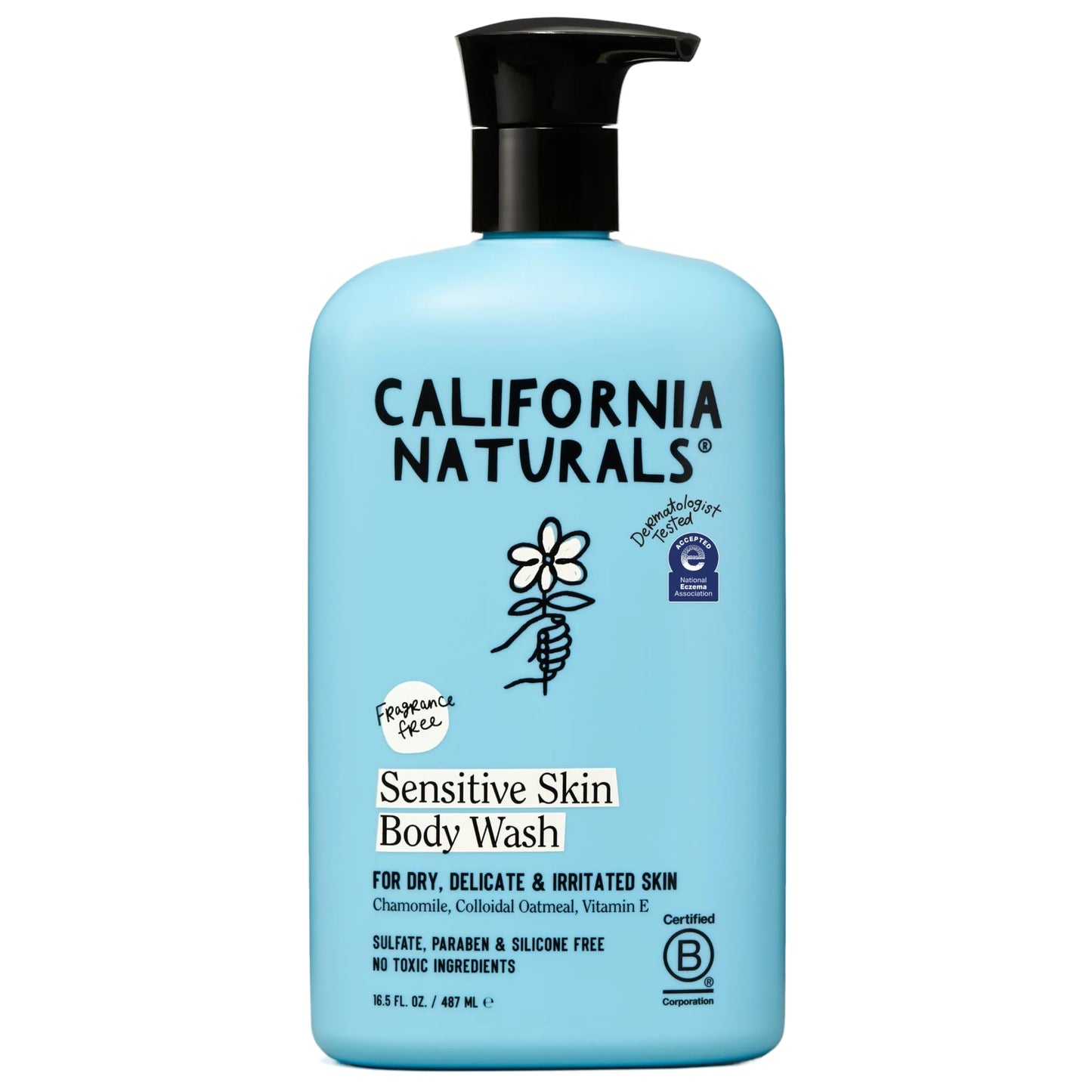 California Naturals Sensitive Skin Body Wash, Soothing & Gentle for Sensitive & Dry Skin, Unscented & Fragrance Free, Colloidal Oat & Chamomile, Vegan, Paraben & Sulfate Free, 16.5 oz