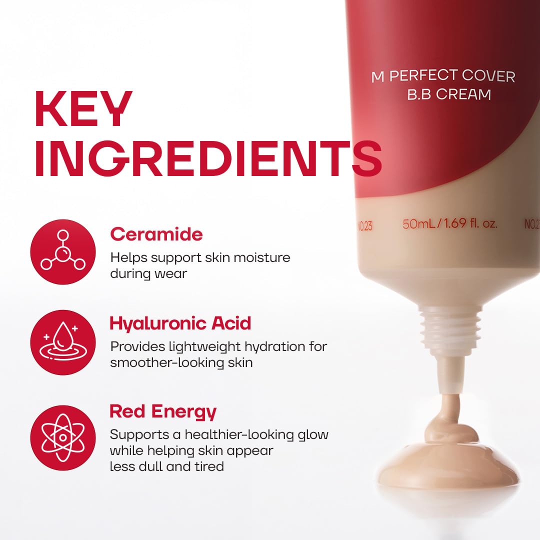 MISSHA M Perfect Cover BB Cream No.29 Caramel Beige - Medium/Tan with Warm Undertone SPF 42 PA+++ 1.69 Fl Oz - Tinted Moisturizer for face with SPF