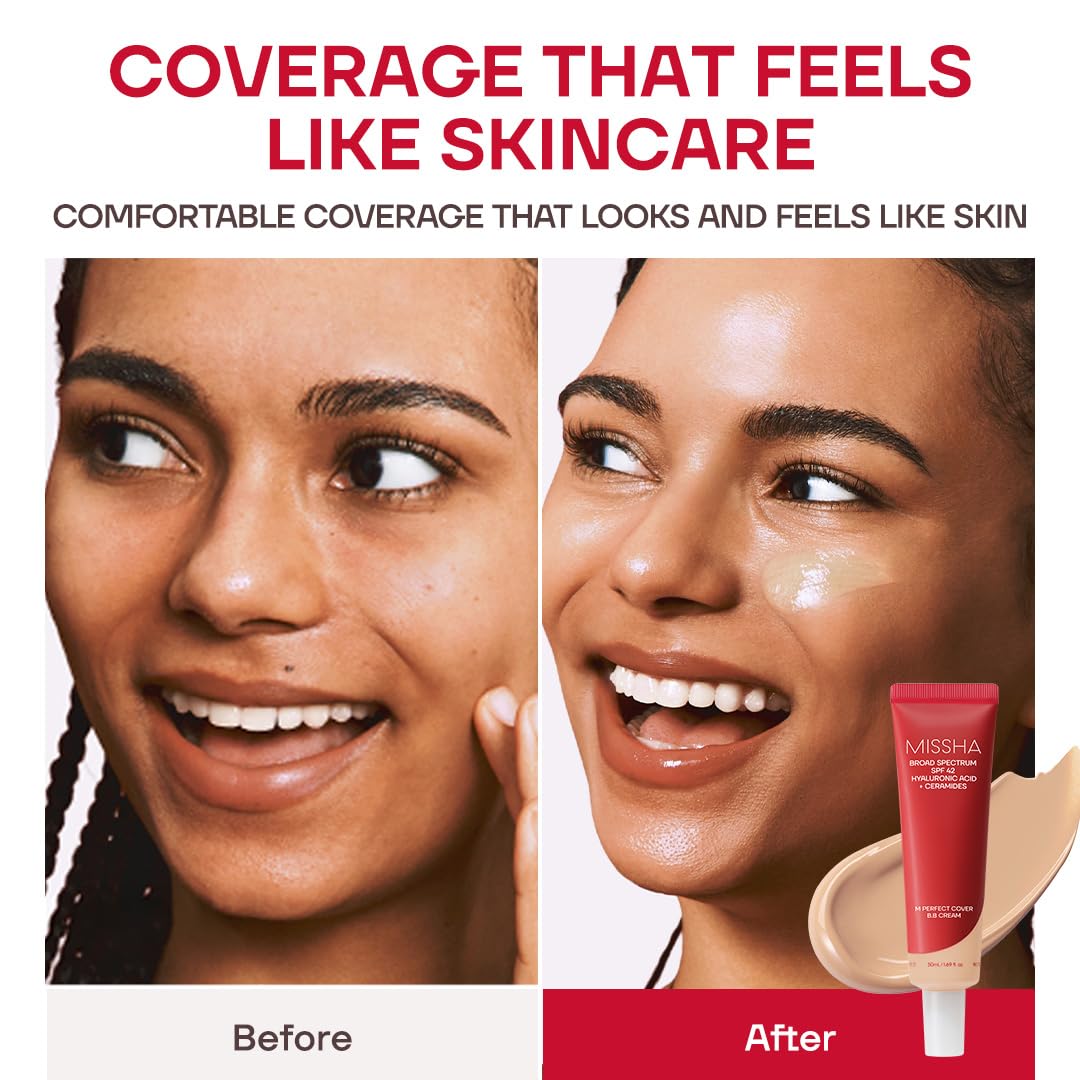 MISSHA M Perfect Cover BB Cream No.29 Caramel Beige - Medium/Tan with Warm Undertone SPF 42 PA+++ 1.69 Fl Oz - Tinted Moisturizer for face with SPF