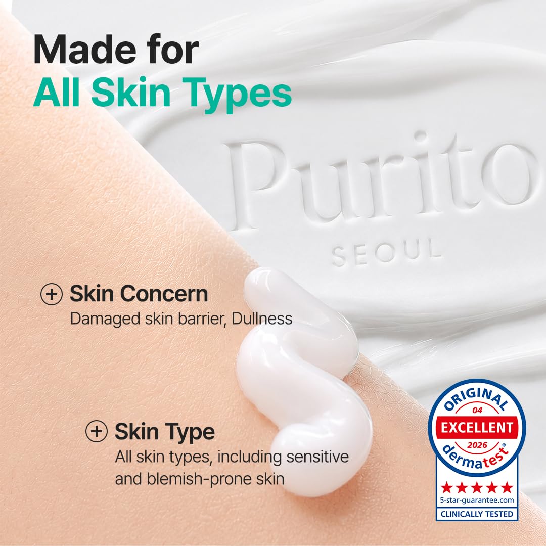PURITO Panthenol 10% Barrier Cream | Face Moisturizer for Skin Barrier Repair | All skin types, sensitive and blemish-prone skin | Non-Comedogenic, Vegan | Korean Skincare, 100mL, 3.38 fl.oz
