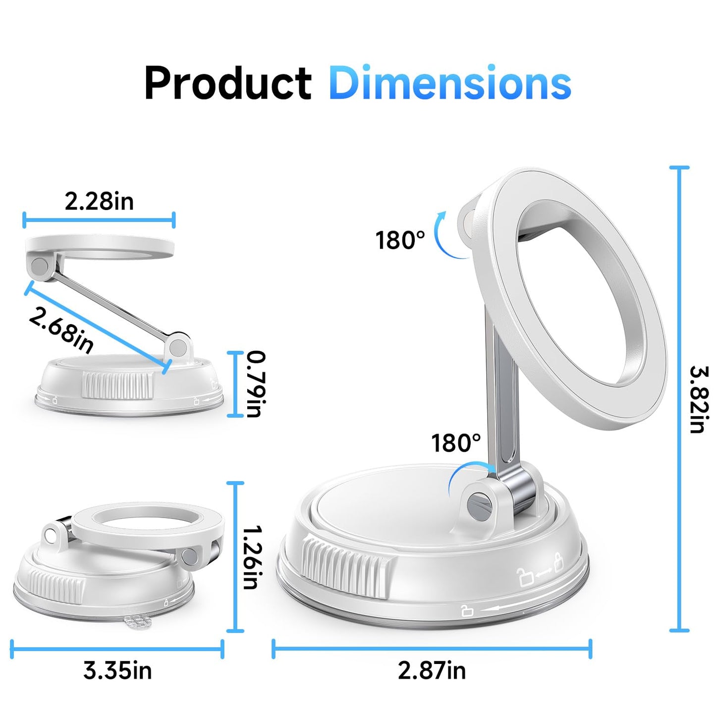 ANDERY Car Phone Holder for Magsafe [78+LBS Strongest Suction & 2400gf Magnetic] 360° Adjustable Car Phone Mount, Phone Holders for Your Car for iPhone 17-12 Pro Max Plus Air, Carbon Fiber