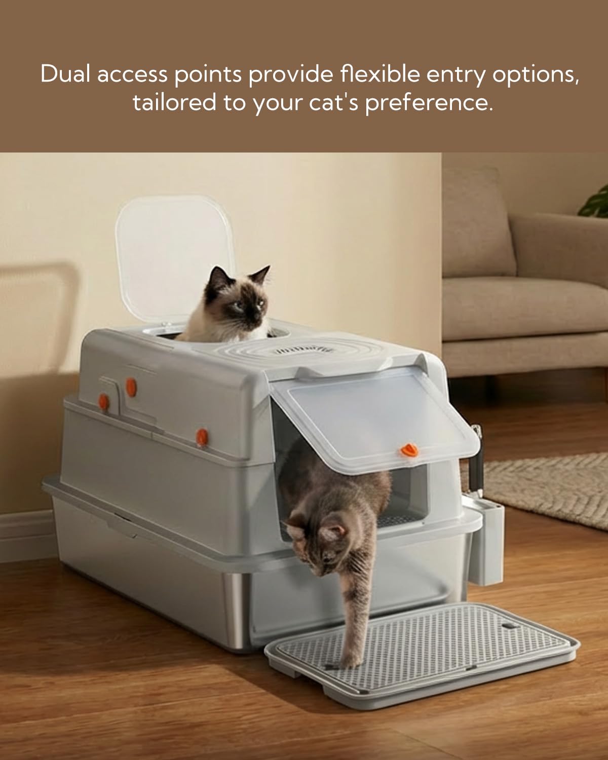 Soulbond Stainless Steel Cat Litter Box with Lid