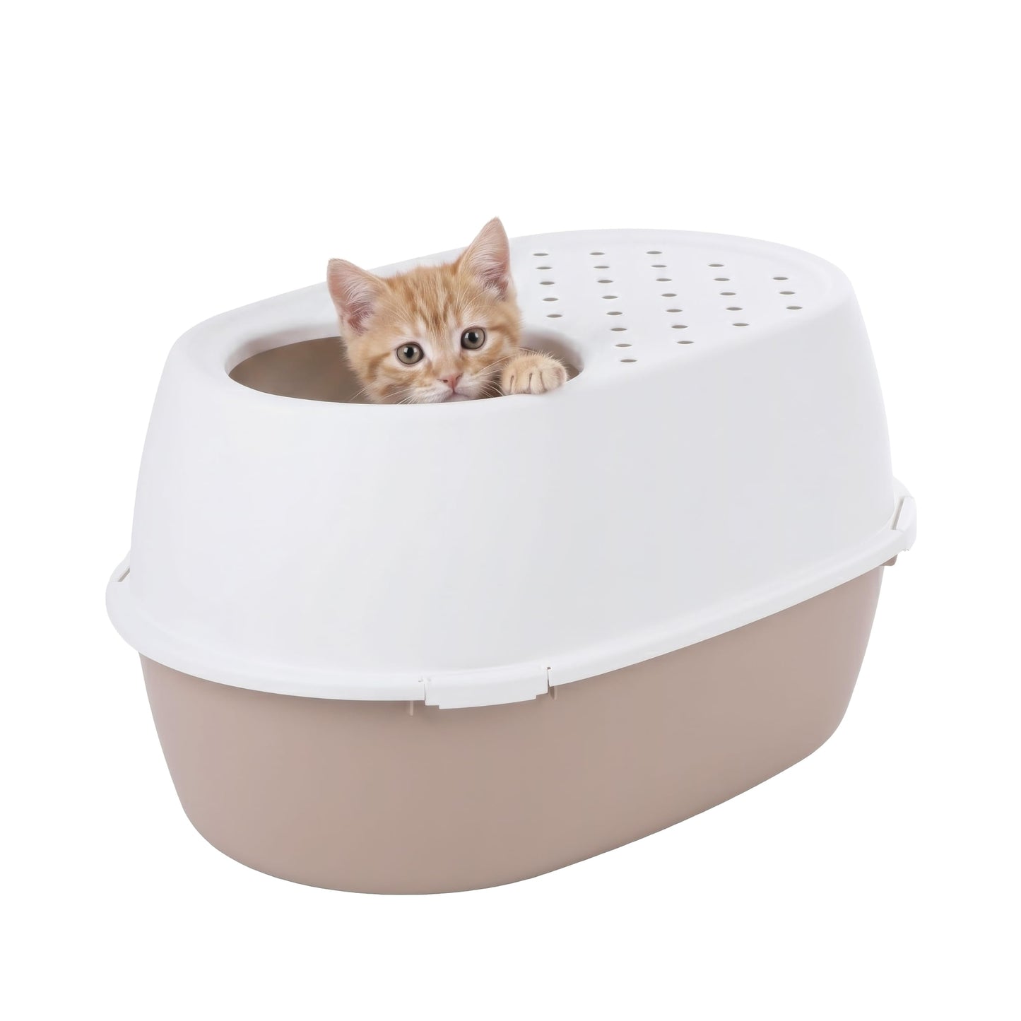 IRIS USA Extra Large Litter Box XXL Open Top High Sided Walls Scatter Shield Scoop Included Easy Clean Plastic Pan for Big Cats Multi-Cat Households 30" L x 20" W x 14" H Black