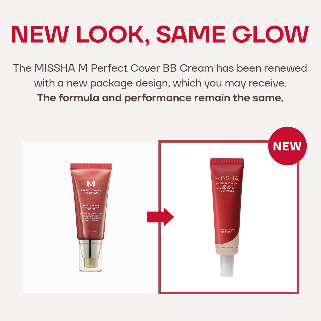 MISSHA M Perfect Cover BB Cream No.29 Caramel Beige - Medium/Tan with Warm Undertone SPF 42 PA+++ 1.69 Fl Oz - Tinted Moisturizer for face with SPF