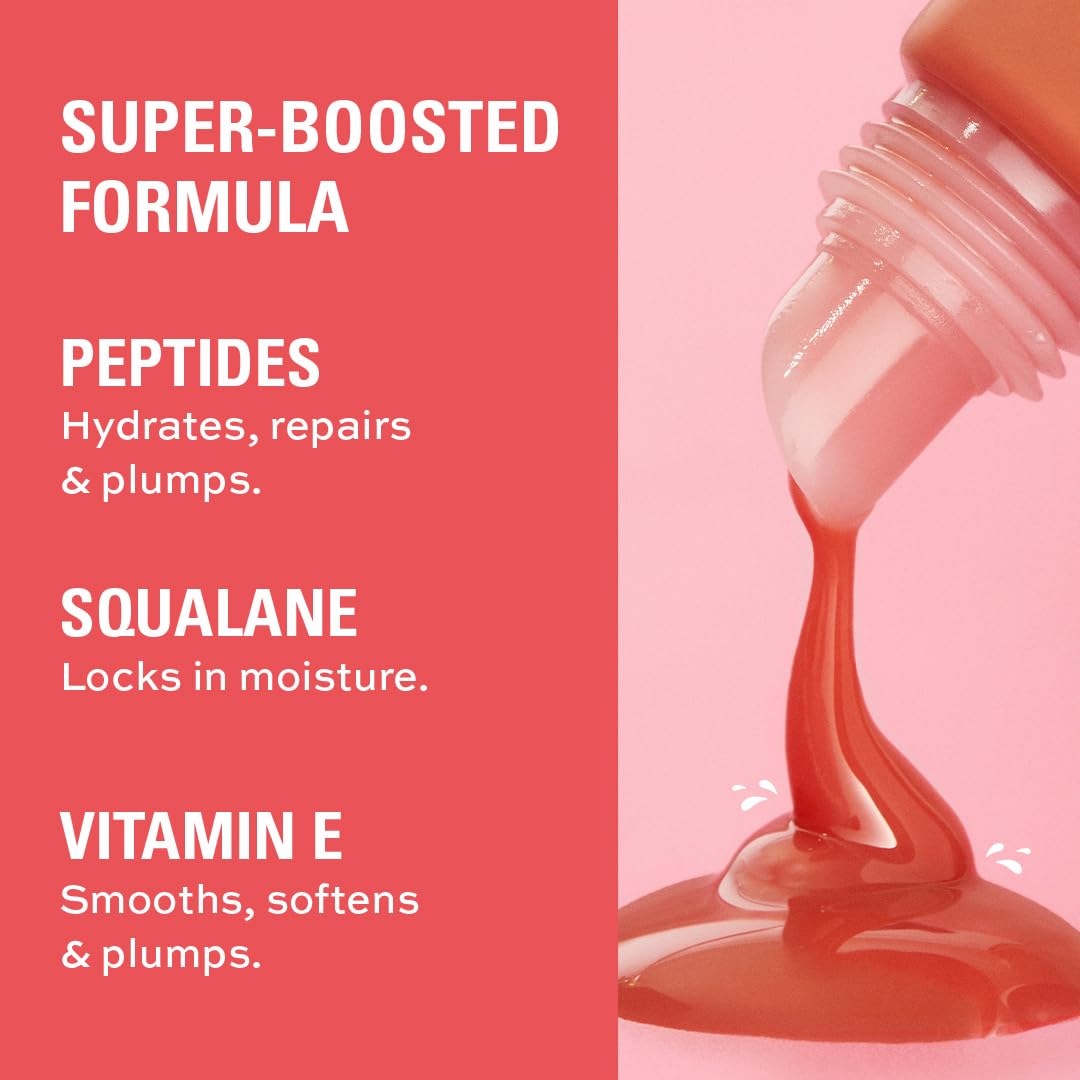 Revolution, Juicy Peptide Lip Balm, Sheer to Buildable Tint with Hydrating & Nourishing Peptides, Squalane & Vitamin E, Pink Strawberry, 0.27 fl oz