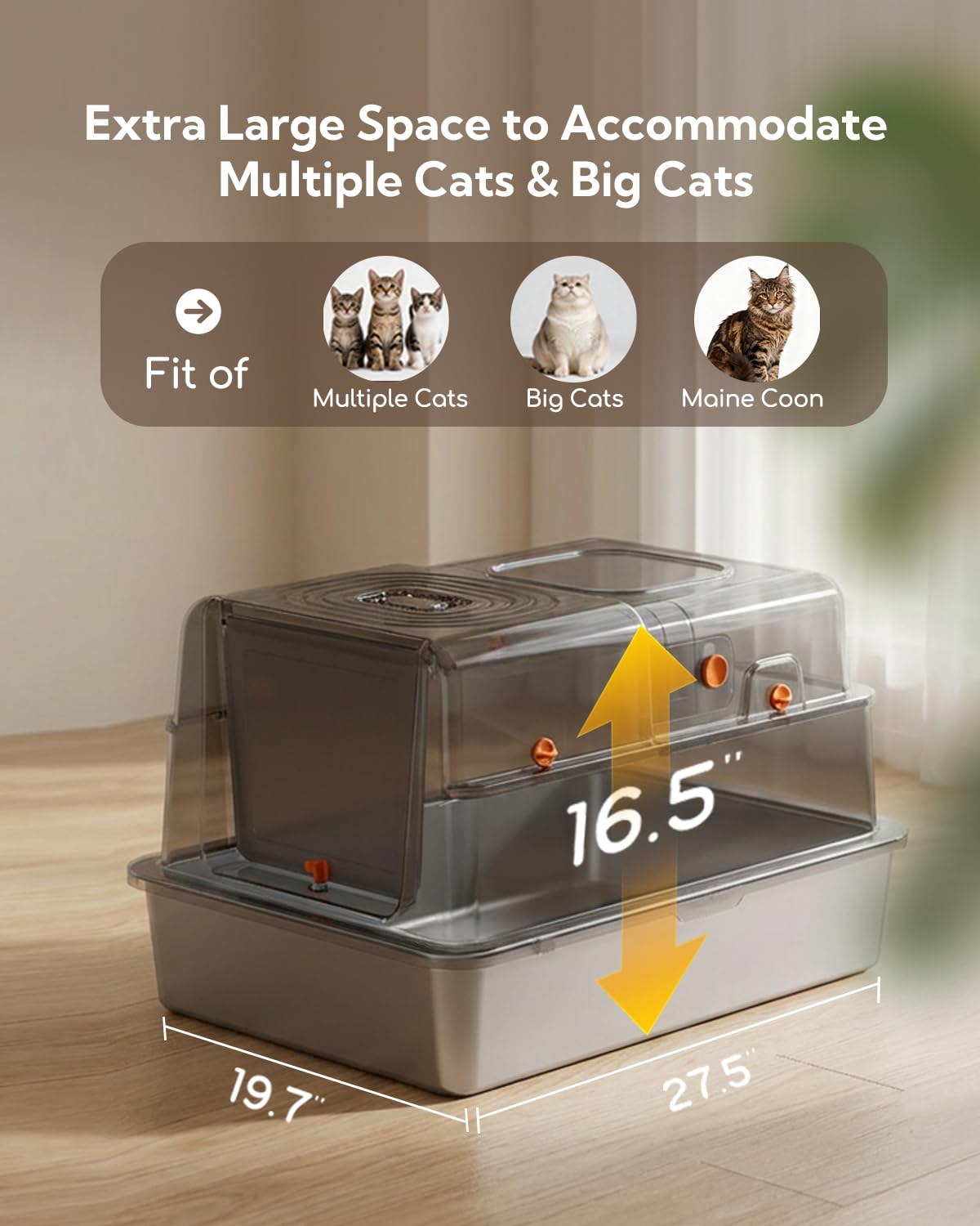 Soulbond Stainless Steel Cat Litter Box with Lid