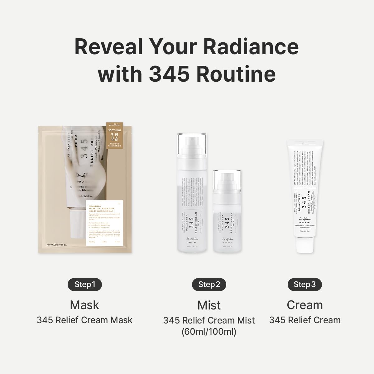 Dr.Althea 345 Relief Cream | PDRN & Hyaluronic Acid for Hydration, Blemish Care | Post-Acne Face Moisturizer with Centella & Niacinamide | Korean Vegan Skincare, 1.69 Fl Oz (Ver.2 - Pack of 1)