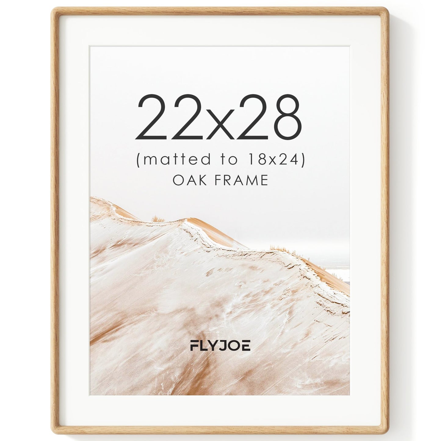 FLYJOE 11x14 Picture Frame, Natural Solid OAK Wood Photo Frame with HD Tempered Glass, Rounded Corner Frame 11 x 14 Matted to 8x10, Gallery Wall Frames for Art, Horizontal or Vertical Wall Mounting