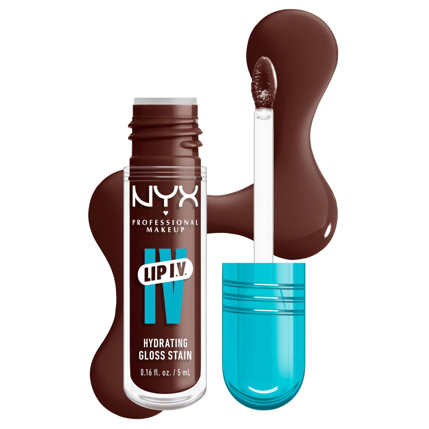 NYX PROFESSIONAL MAKEUP Lip IV Hydrating Glossy Lip Stain, Long-Lasting, Tinted, Vegan Formula with 12 HR Hydration - Hydra Honey (Brown)