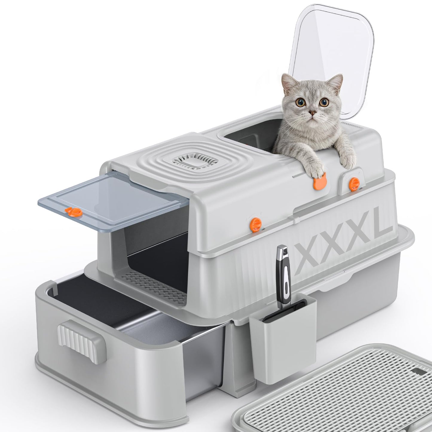 Soulbond Stainless Steel Cat Litter Box with Lid