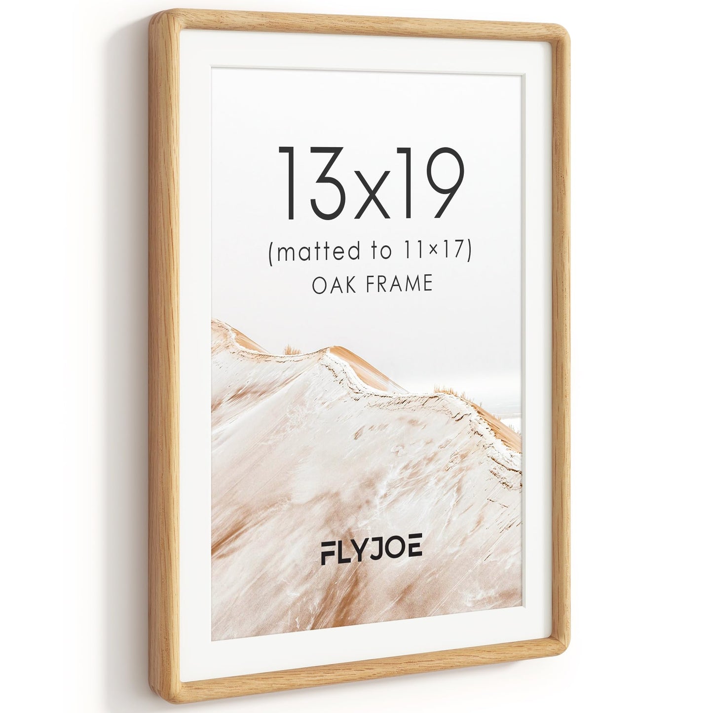 FLYJOE 11x14 Picture Frame, Natural Solid OAK Wood Photo Frame with HD Tempered Glass, Rounded Corner Frame 11 x 14 Matted to 8x10, Gallery Wall Frames for Art, Horizontal or Vertical Wall Mounting