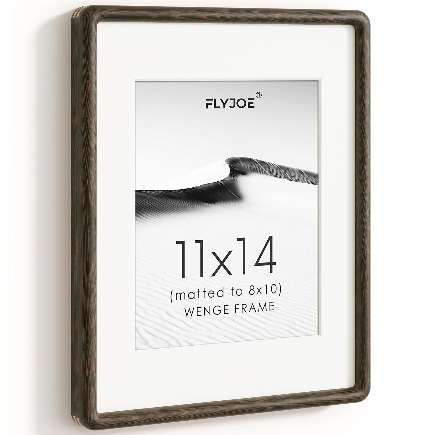 FLYJOE 11x14 Picture Frame, Natural Solid OAK Wood Photo Frame with HD Tempered Glass, Rounded Corner Frame 11 x 14 Matted to 8x10, Gallery Wall Frames for Art, Horizontal or Vertical Wall Mounting
