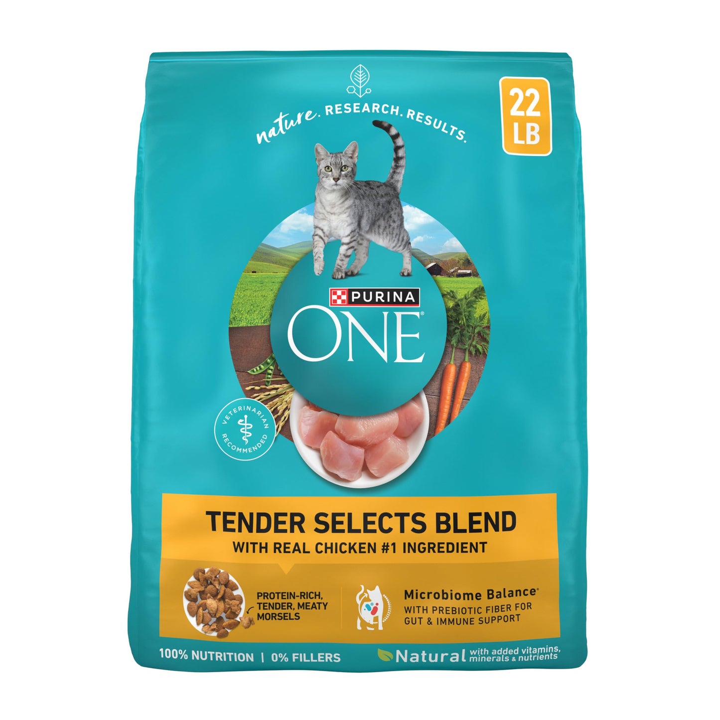 Purina ONE Natural Dry Cat Food, Tender Selects Blend With Real Chicken - 22 lb. Bag