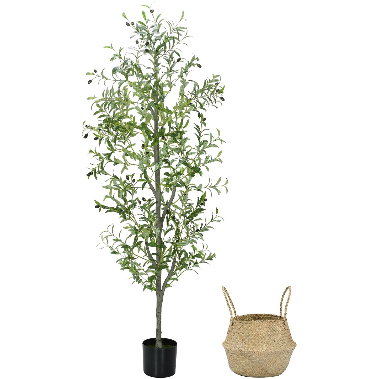 6FT Fall Artificial Eucalyptus Tree with Wicker Basket, Orange Potted Faux Eucalyptus Trees, Autumn Fake Eucalyptus Plants, Lifelike Leaves & Natural Trunk for Home Office Bedroom, Indoor