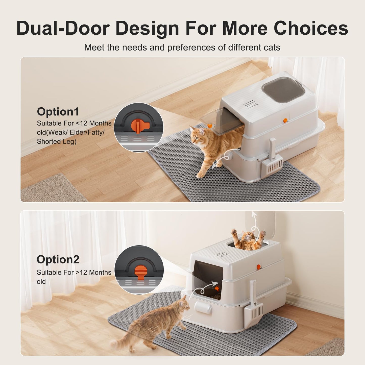 FURTIME Stainless Steel Litter Box with Lid