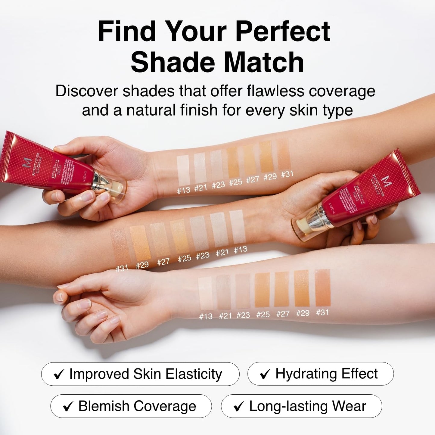 MISSHA M Perfect Cover BB Cream No.29 Caramel Beige - Medium/Tan with Warm Undertone SPF 42 PA+++ 1.69 Fl Oz - Tinted Moisturizer for face with SPF