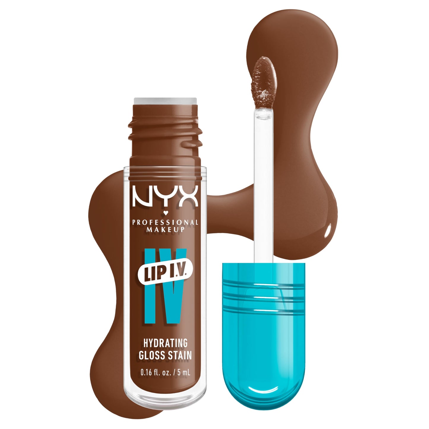 NYX PROFESSIONAL MAKEUP Lip IV Hydrating Glossy Lip Stain, Long-Lasting, Tinted, Vegan Formula with 12 HR Hydration - Hydra Honey (Brown)