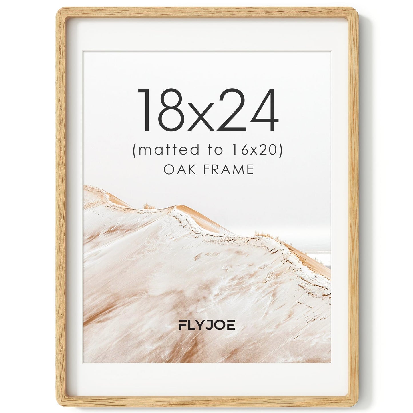FLYJOE 11x14 Picture Frame, Natural Solid OAK Wood Photo Frame with HD Tempered Glass, Rounded Corner Frame 11 x 14 Matted to 8x10, Gallery Wall Frames for Art, Horizontal or Vertical Wall Mounting