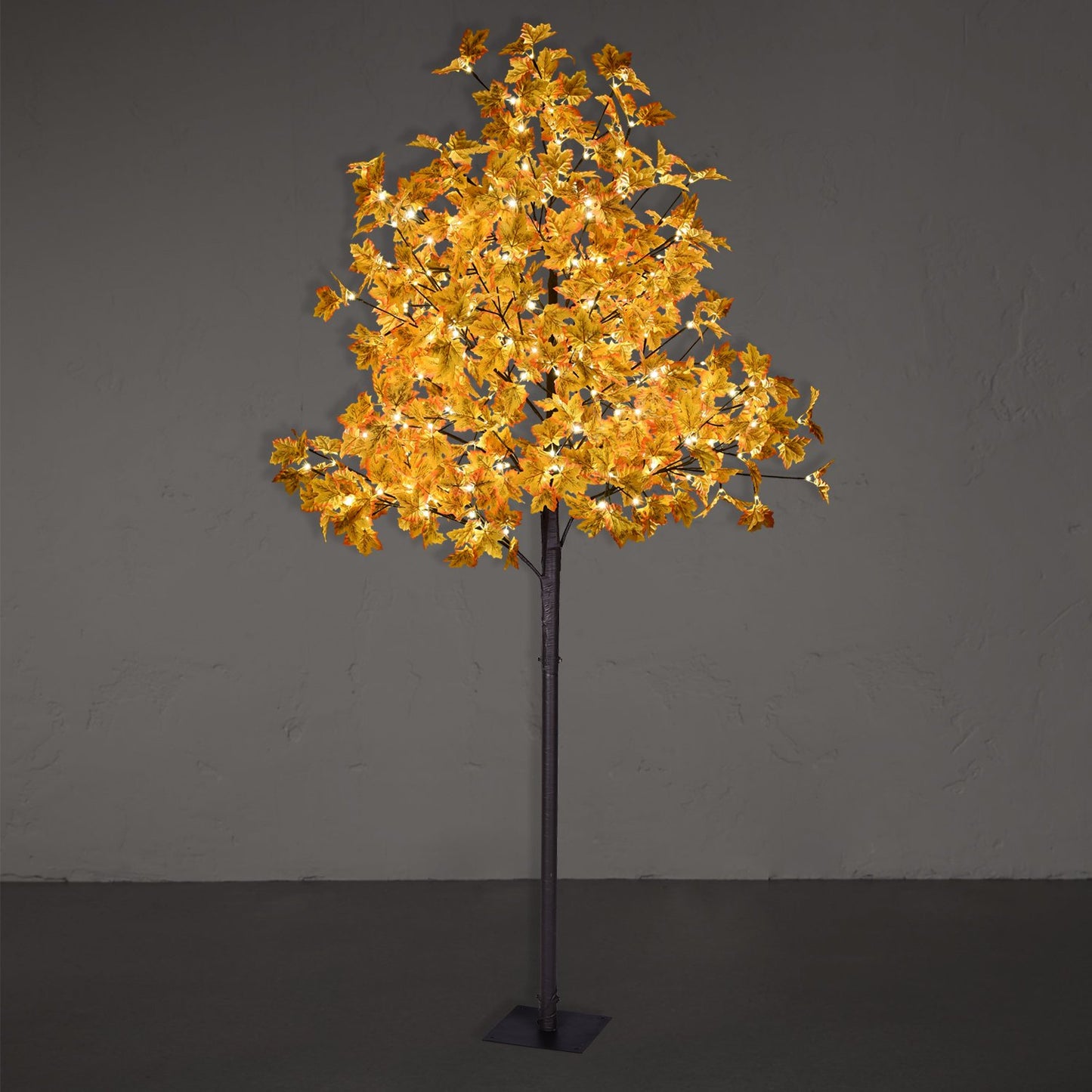 LIGHTSHARE 6FT 120LED Artificial Lighted Maple Tree Warm White Fall Decorations Indoor Ourdoor, Orange