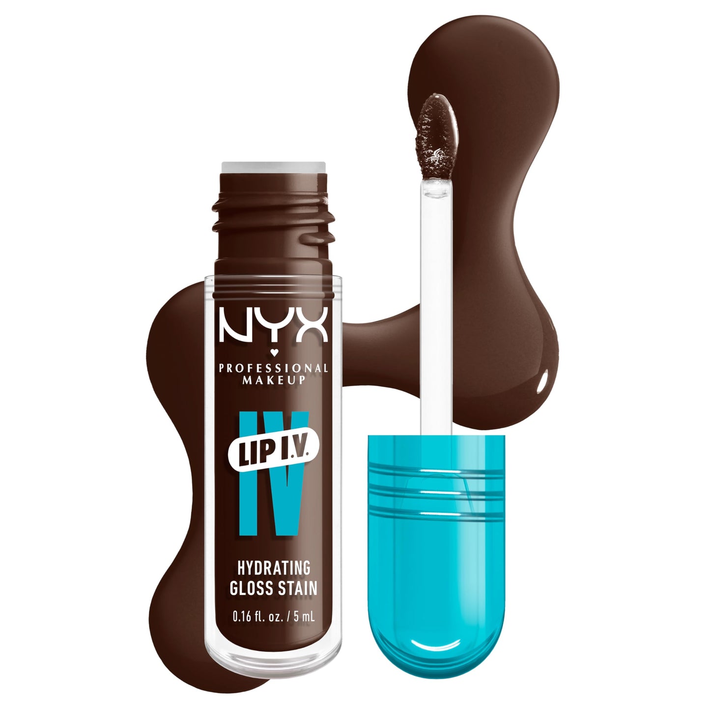 NYX PROFESSIONAL MAKEUP Lip IV Hydrating Glossy Lip Stain, Long-Lasting, Tinted, Vegan Formula with 12 HR Hydration - Hydra Honey (Brown)