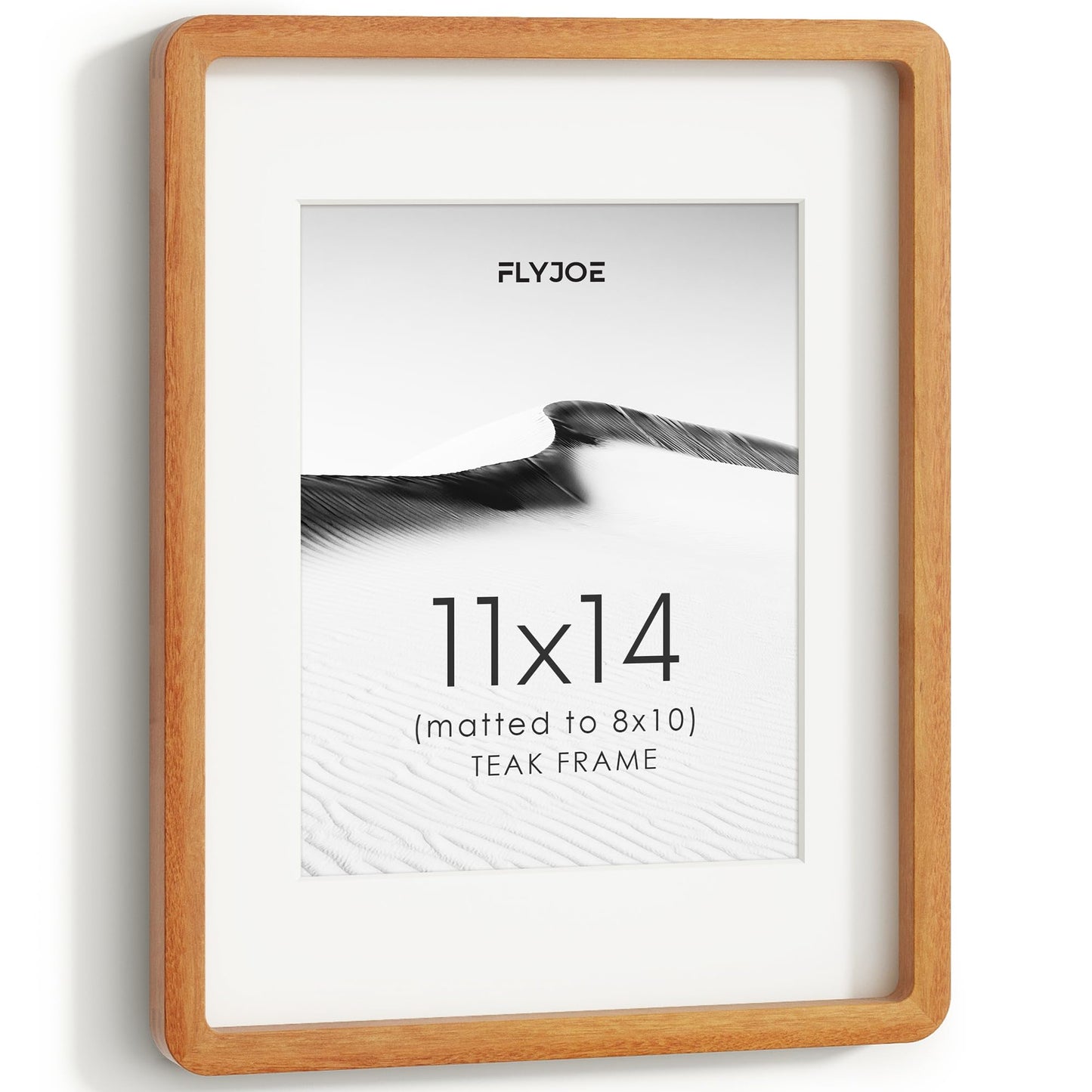 FLYJOE 11x14 Picture Frame, Natural Solid OAK Wood Photo Frame with HD Tempered Glass, Rounded Corner Frame 11 x 14 Matted to 8x10, Gallery Wall Frames for Art, Horizontal or Vertical Wall Mounting