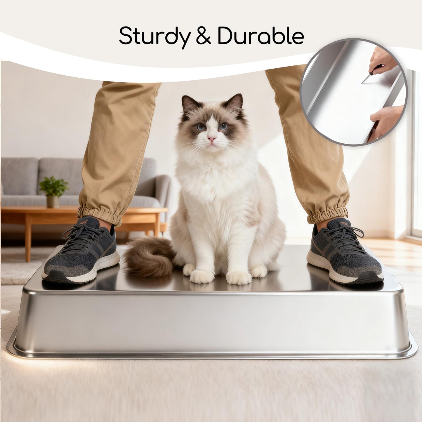 Soulbond Stainless Steel Cat Litter Box with Lid