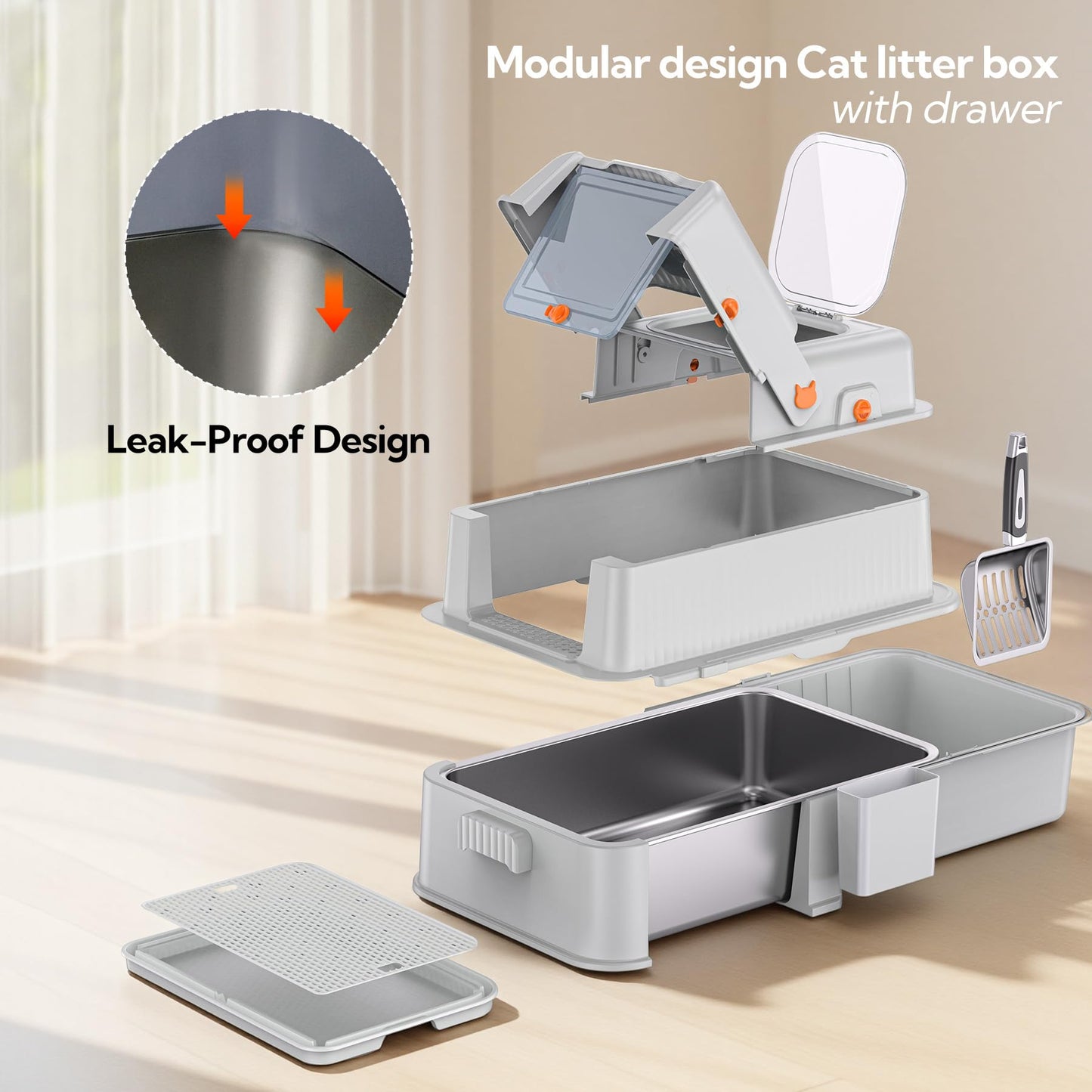 Soulbond Stainless Steel Cat Litter Box with Lid
