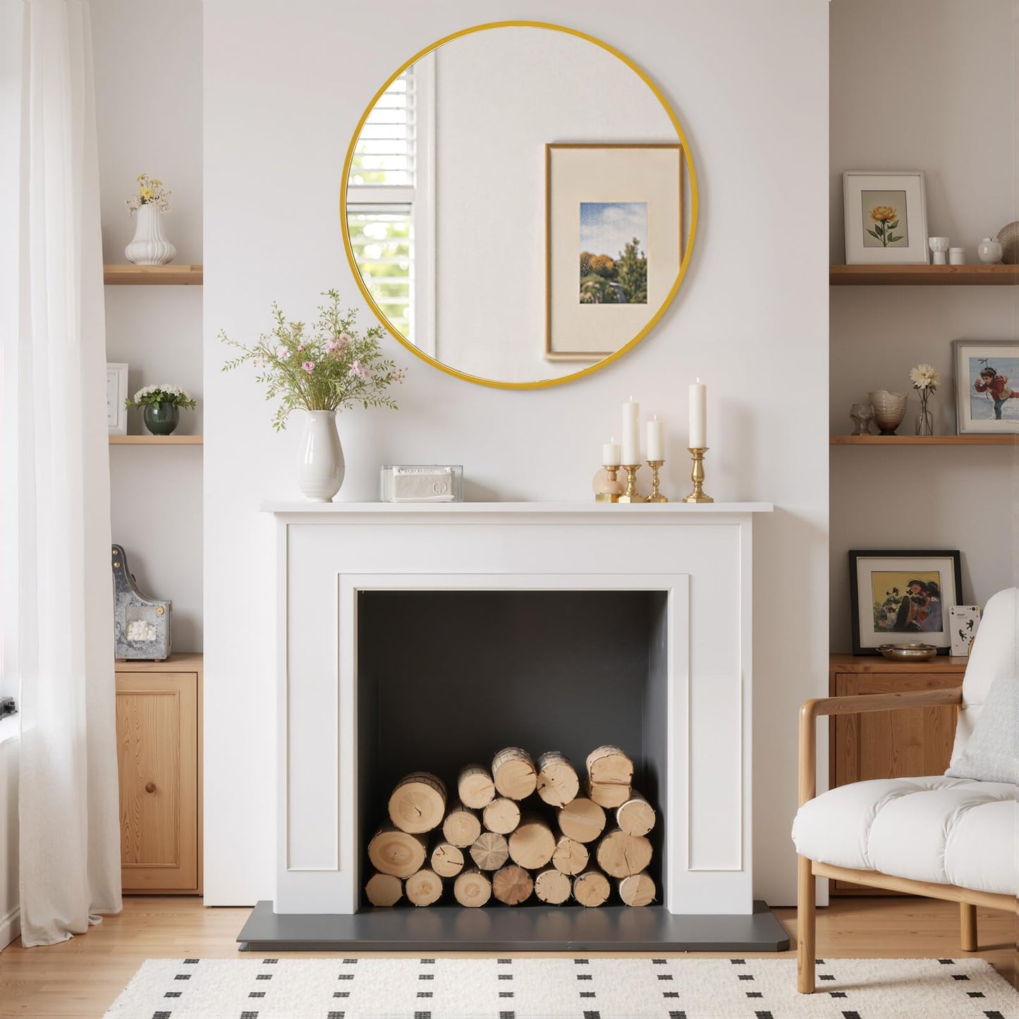 Arched Wall Mirror 36x24 Inch Gold Bathroom Vanity Mirror with Metal Frame, Modern Arch Mirror for Bedroom, Living Room, Entryway, Wall Mounted Decorative Mirror