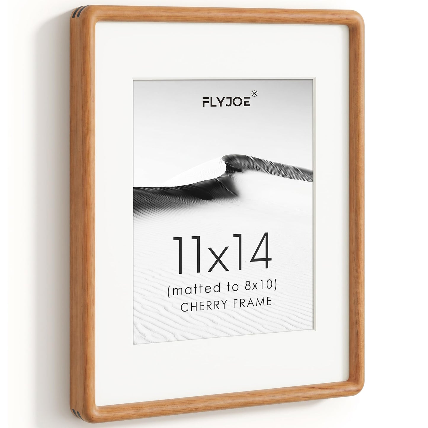 FLYJOE 11x14 Picture Frame, Natural Solid OAK Wood Photo Frame with HD Tempered Glass, Rounded Corner Frame 11 x 14 Matted to 8x10, Gallery Wall Frames for Art, Horizontal or Vertical Wall Mounting