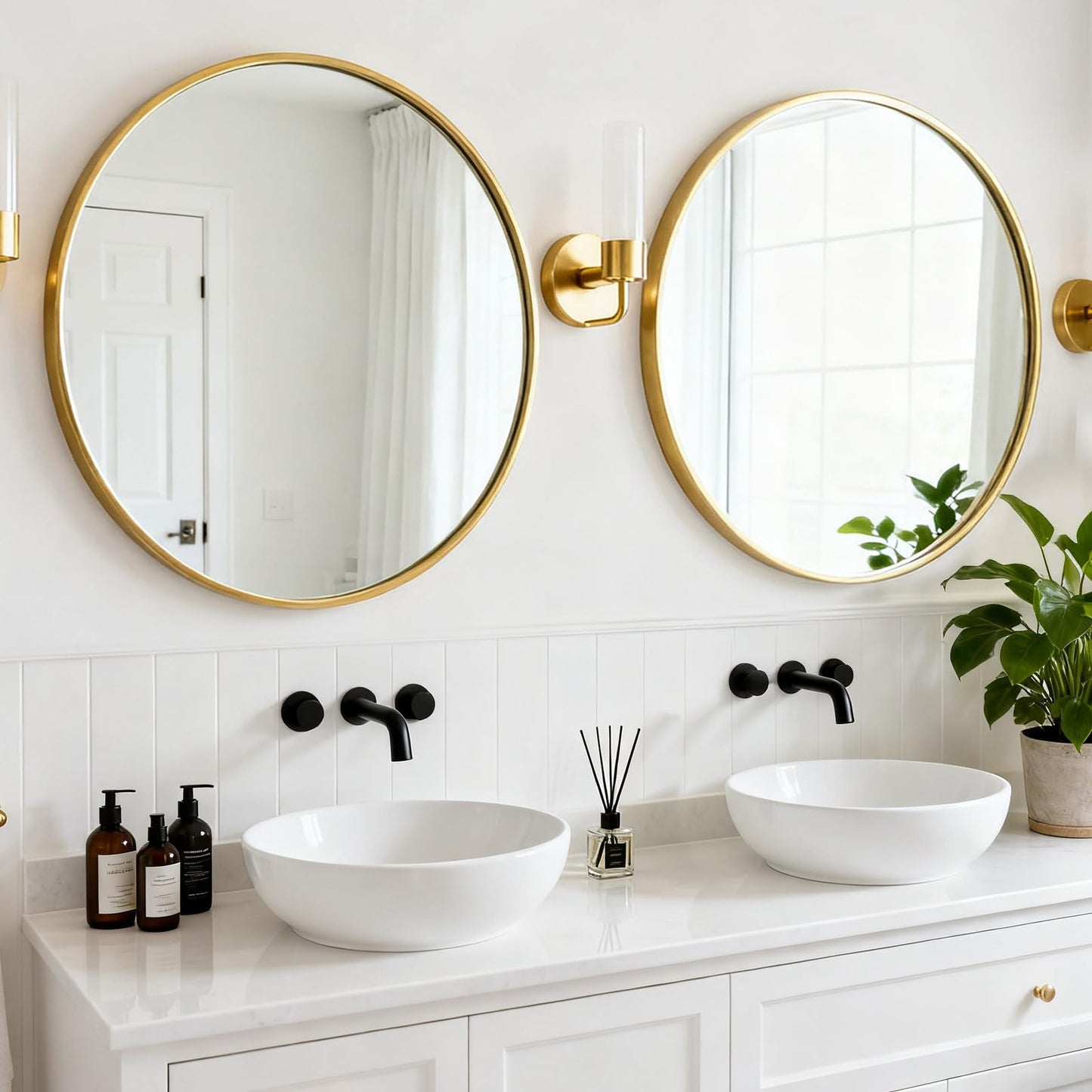 Arched Wall Mirror 36x24 Inch Gold Bathroom Vanity Mirror with Metal Frame, Modern Arch Mirror for Bedroom, Living Room, Entryway, Wall Mounted Decorative Mirror