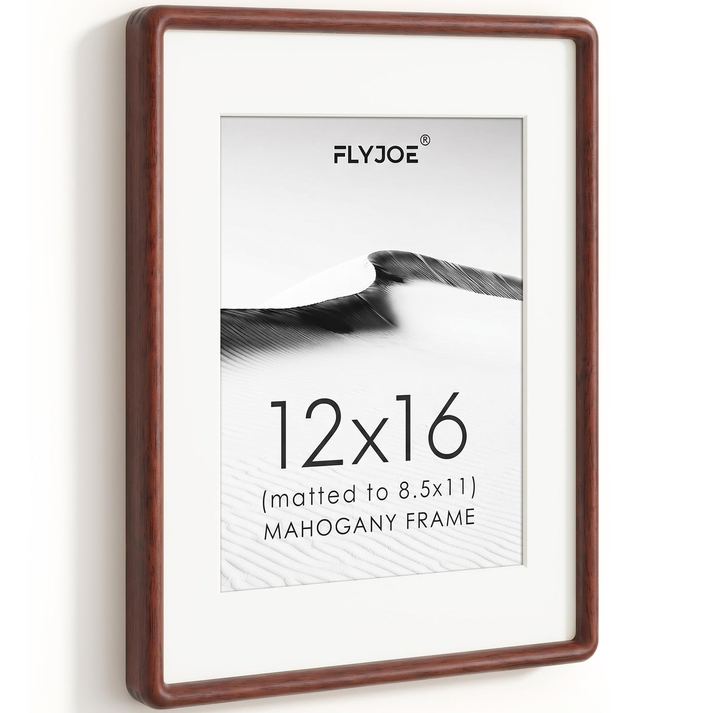 FLYJOE 11x14 Picture Frame, Natural Solid OAK Wood Photo Frame with HD Tempered Glass, Rounded Corner Frame 11 x 14 Matted to 8x10, Gallery Wall Frames for Art, Horizontal or Vertical Wall Mounting