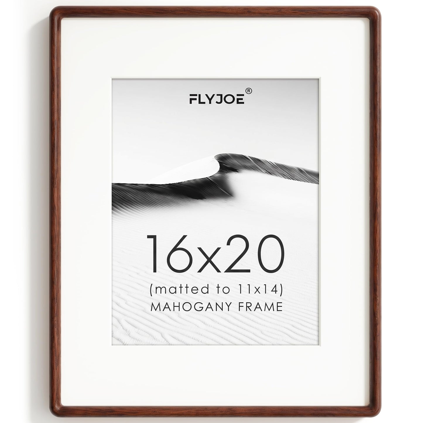 FLYJOE 11x14 Picture Frame, Natural Solid OAK Wood Photo Frame with HD Tempered Glass, Rounded Corner Frame 11 x 14 Matted to 8x10, Gallery Wall Frames for Art, Horizontal or Vertical Wall Mounting