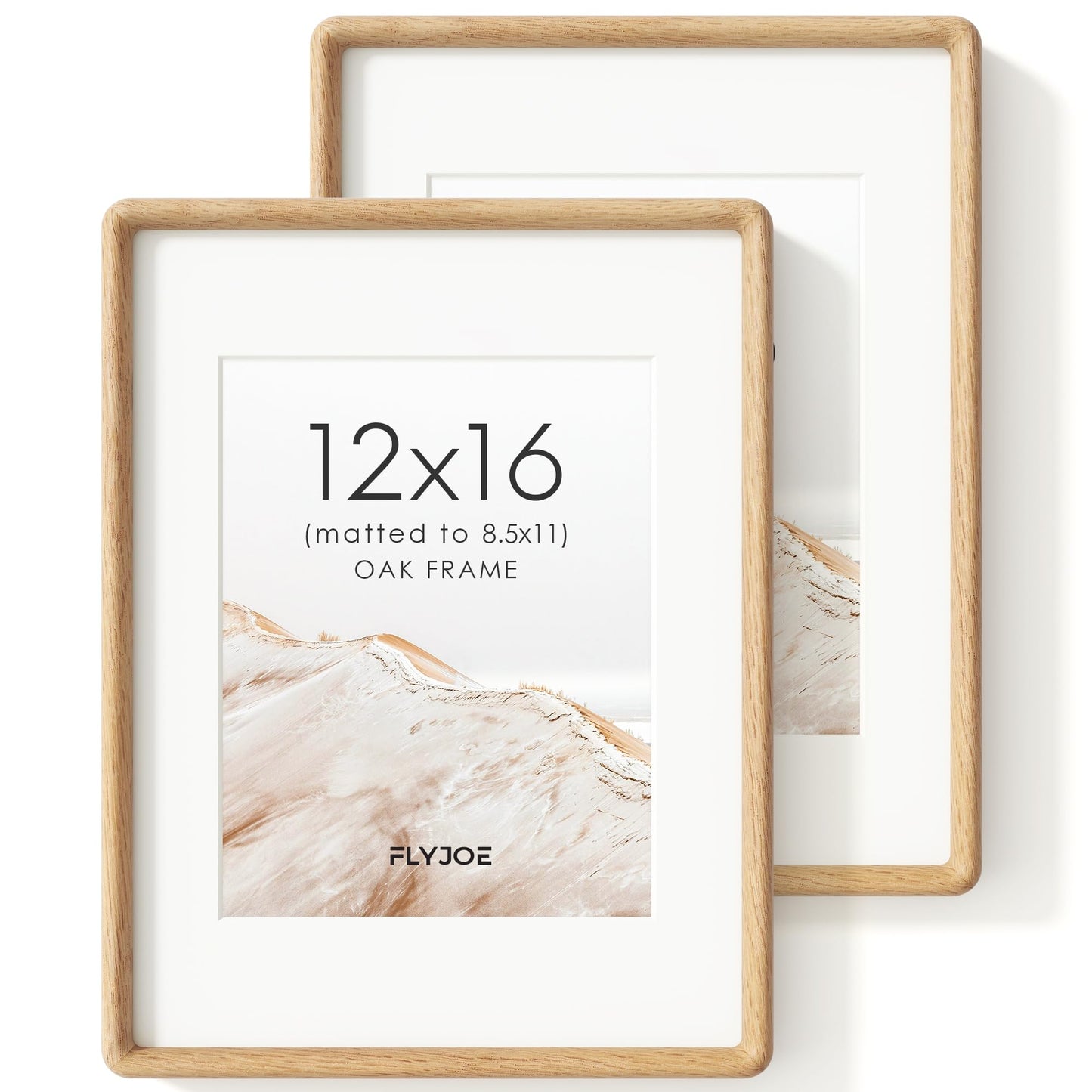 FLYJOE 11x14 Picture Frame, Natural Solid OAK Wood Photo Frame with HD Tempered Glass, Rounded Corner Frame 11 x 14 Matted to 8x10, Gallery Wall Frames for Art, Horizontal or Vertical Wall Mounting