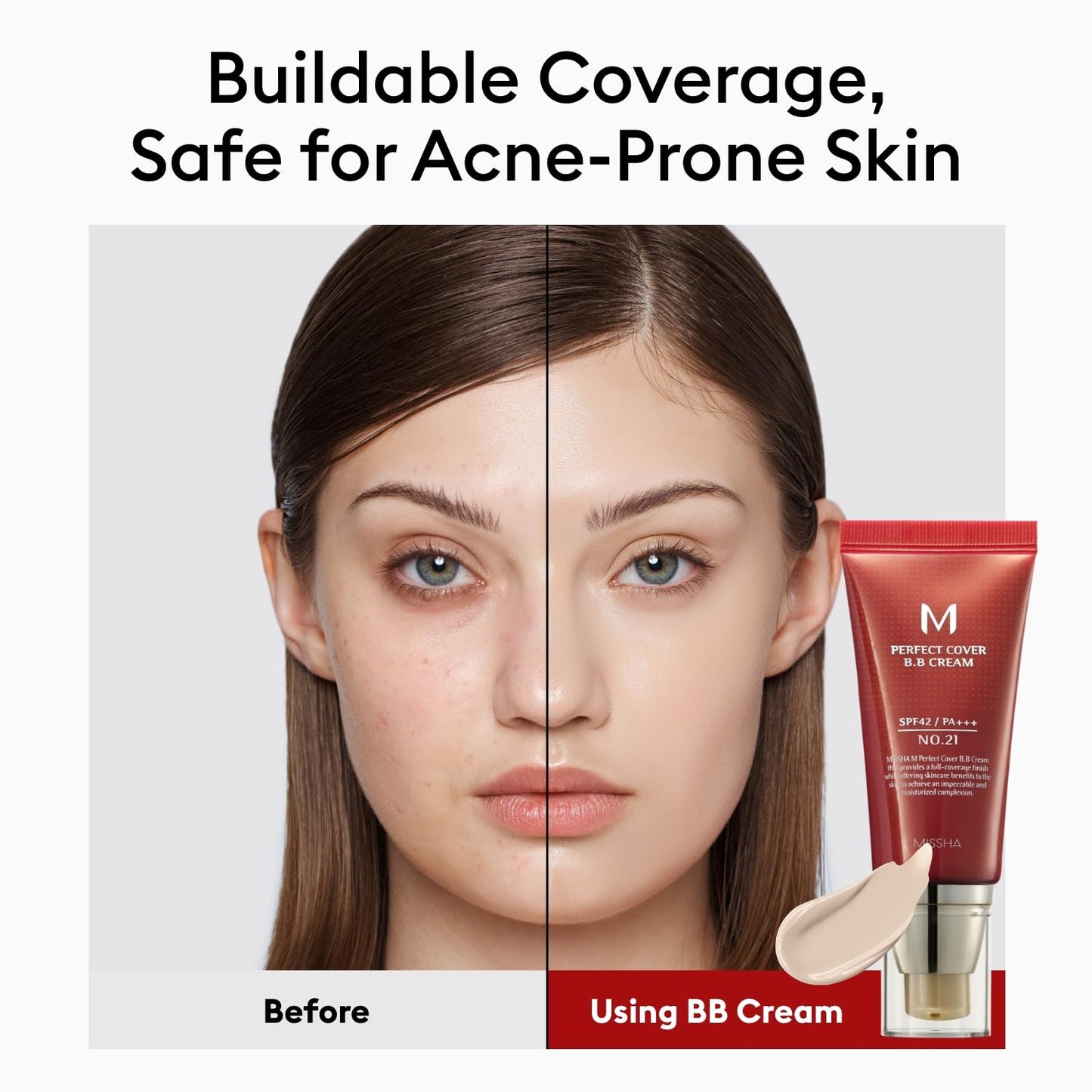 MISSHA M Perfect Cover BB Cream No.29 Caramel Beige - Medium/Tan with Warm Undertone SPF 42 PA+++ 1.69 Fl Oz - Tinted Moisturizer for face with SPF
