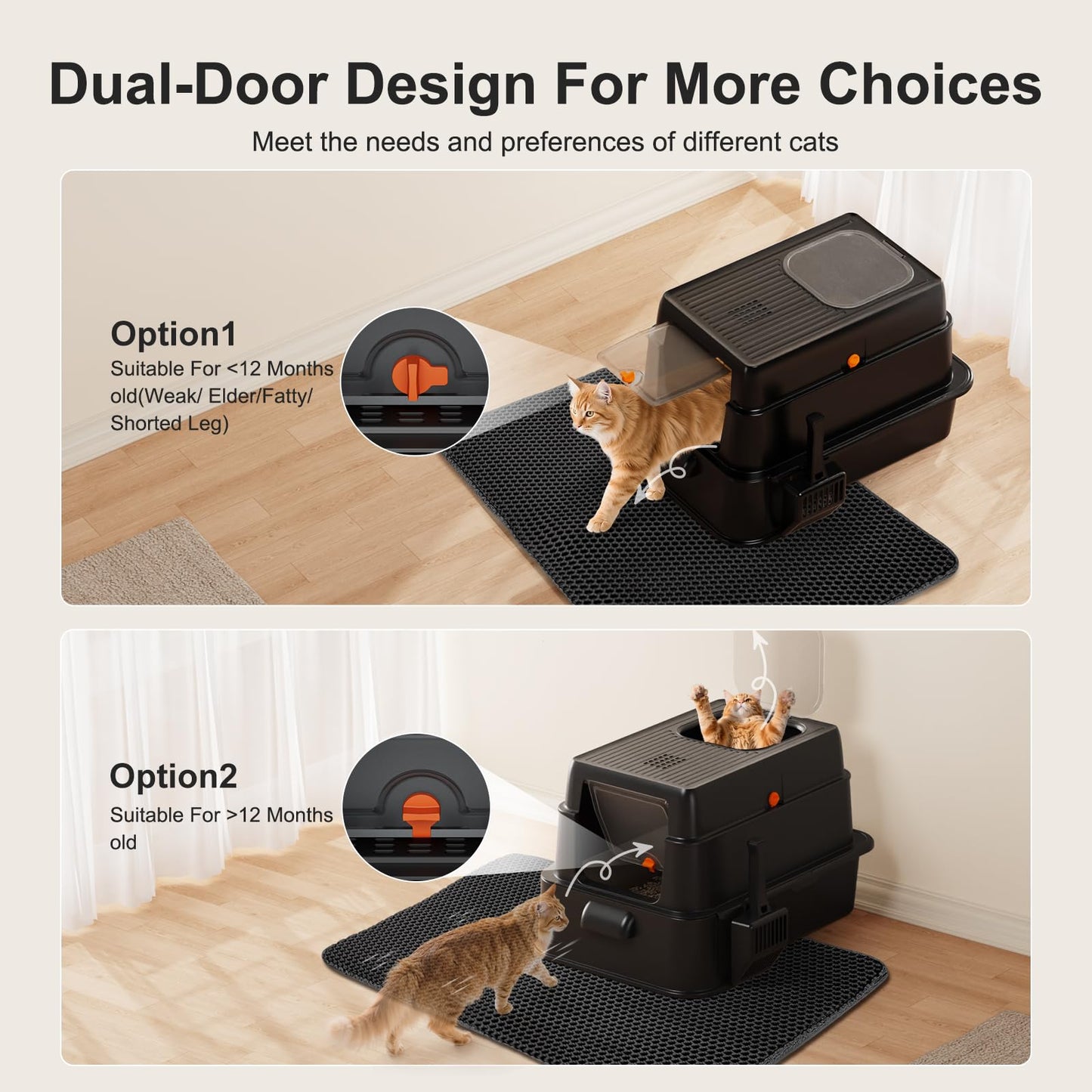 FURTIME Stainless Steel Litter Box with Lid