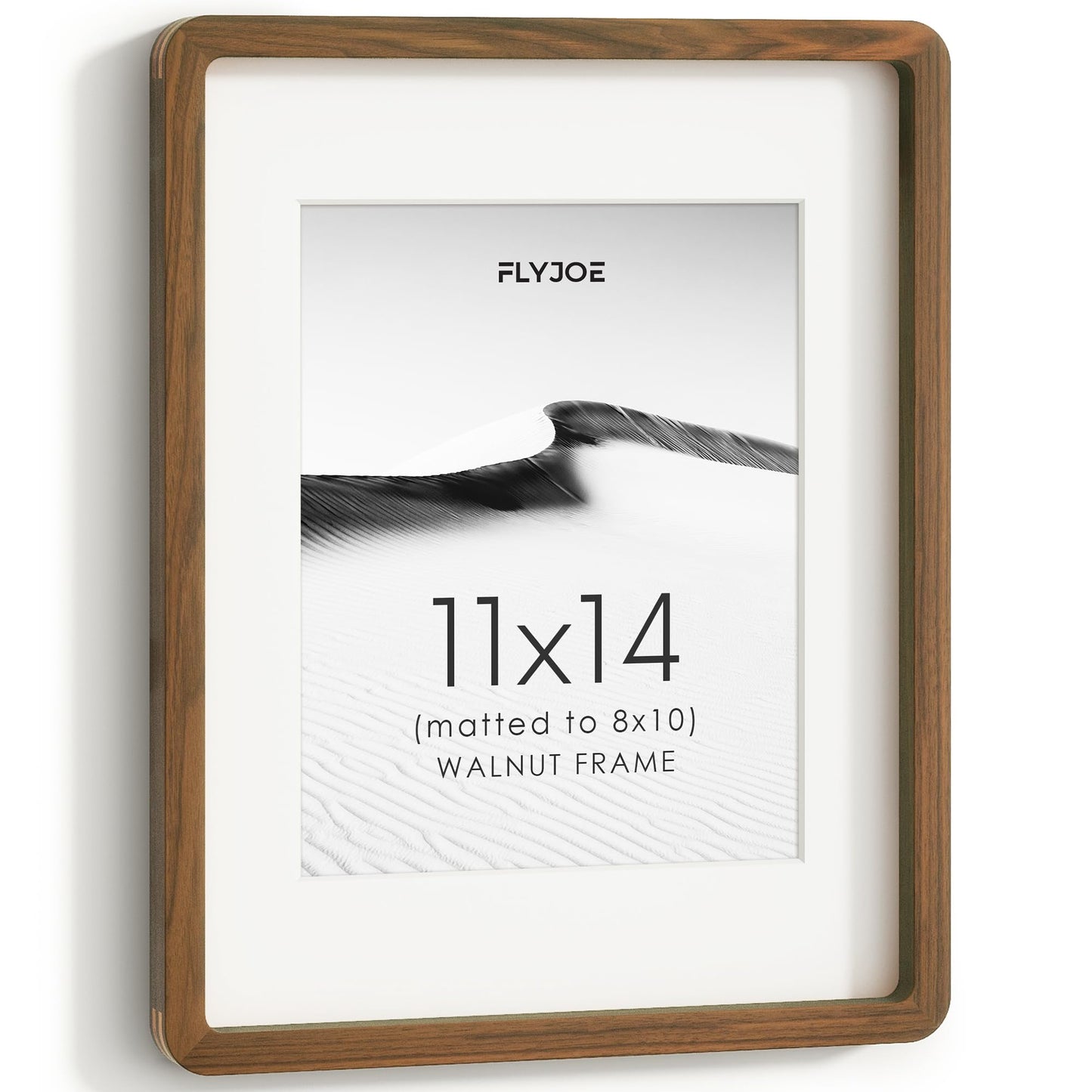 FLYJOE 11x14 Picture Frame, Natural Solid OAK Wood Photo Frame with HD Tempered Glass, Rounded Corner Frame 11 x 14 Matted to 8x10, Gallery Wall Frames for Art, Horizontal or Vertical Wall Mounting