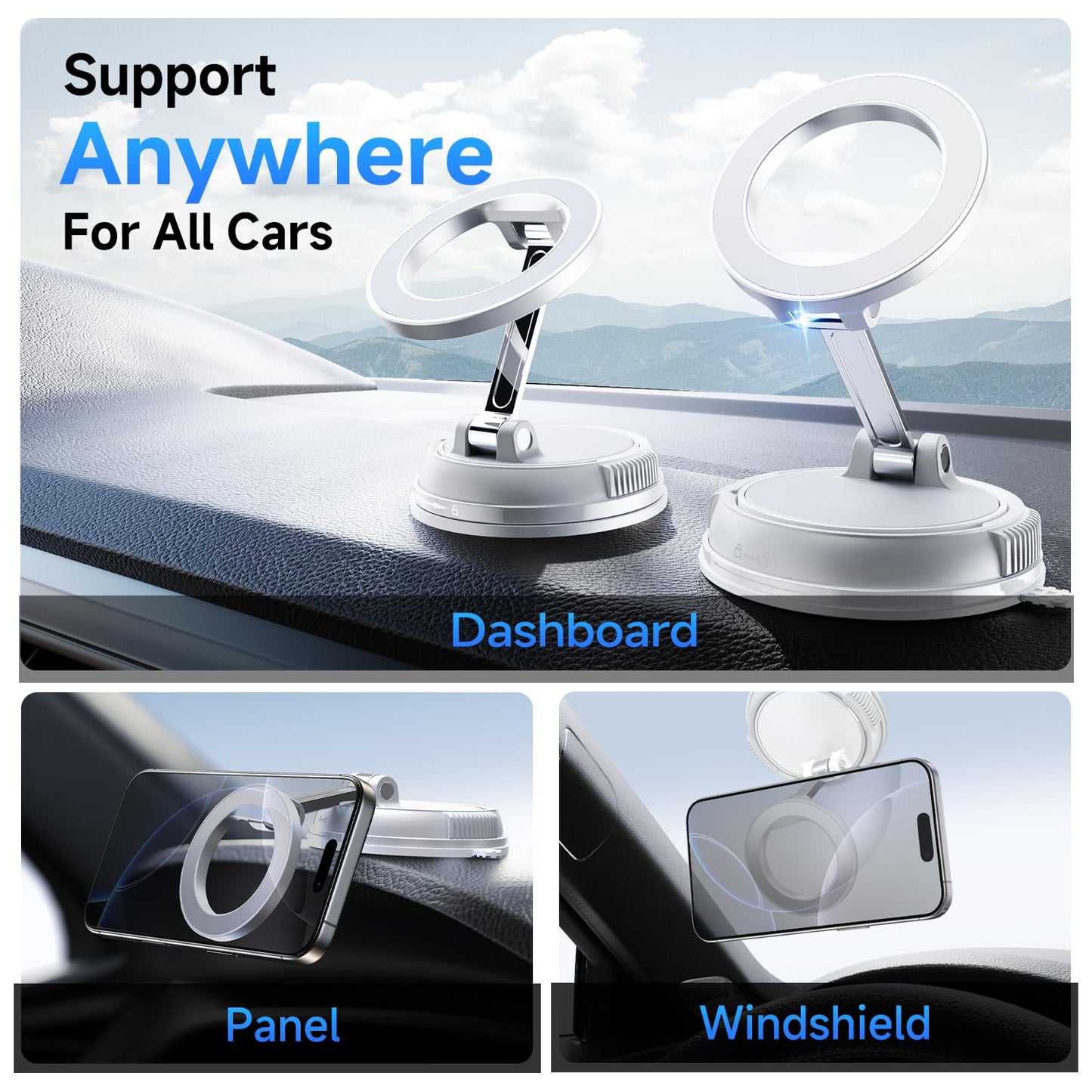 ANDERY Car Phone Holder for Magsafe [78+LBS Strongest Suction & 2400gf Magnetic] 360° Adjustable Car Phone Mount, Phone Holders for Your Car for iPhone 17-12 Pro Max Plus Air, Carbon Fiber