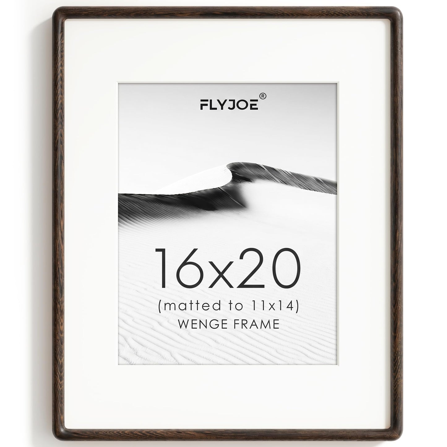 FLYJOE 11x14 Picture Frame, Natural Solid OAK Wood Photo Frame with HD Tempered Glass, Rounded Corner Frame 11 x 14 Matted to 8x10, Gallery Wall Frames for Art, Horizontal or Vertical Wall Mounting