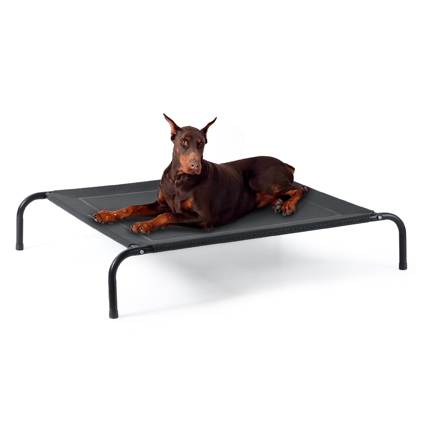 Bedsure Outdoor Elevated Dog Bed Large Sized Dog, Portable Indoor & Outdoor Cooling Raised Cot Pet Hammock Bed with Skid-Resistant Feet, Frame with Breathable Mesh, Grey, 49 inches