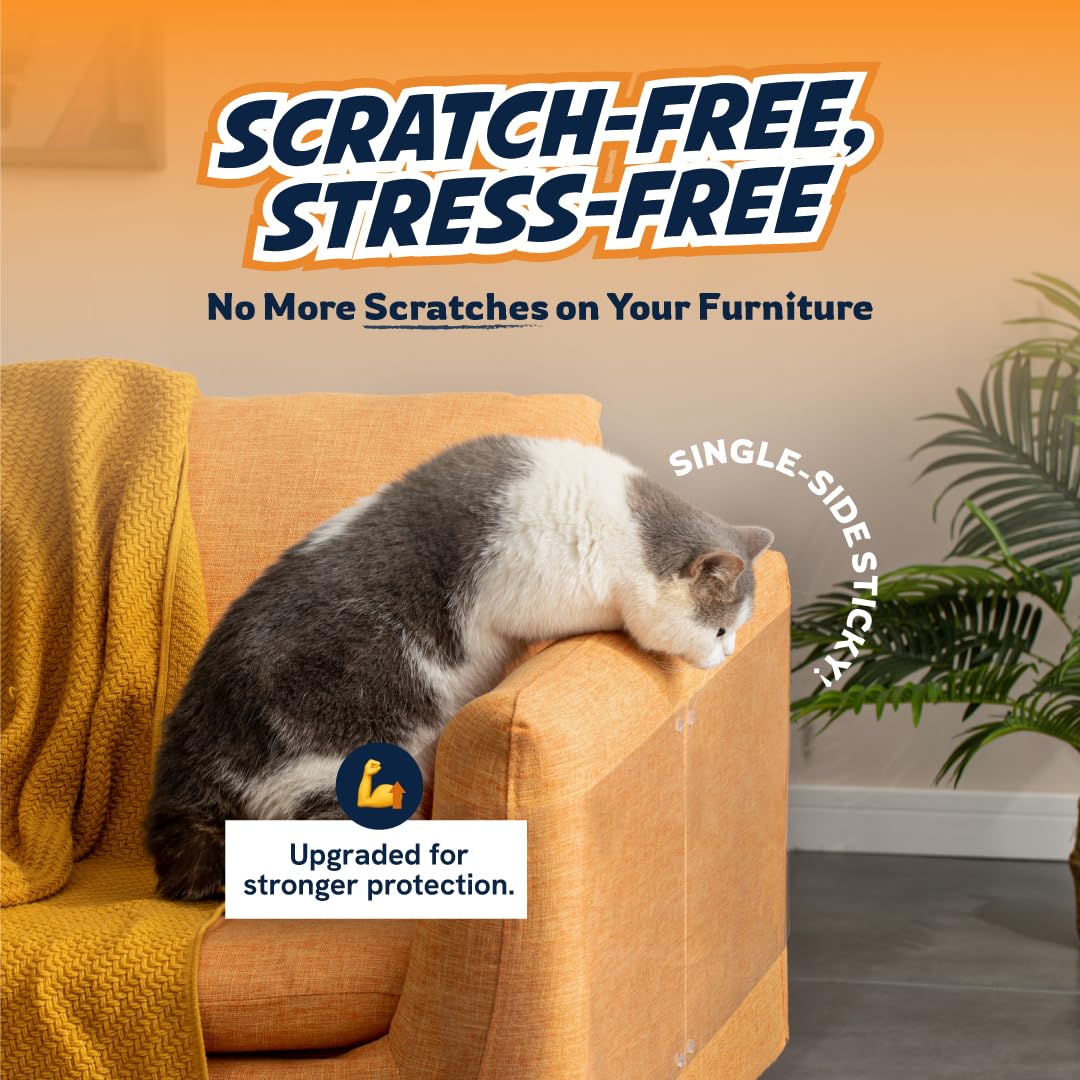8 Pack Cat Scratch Furniture Protector Sheets – Matte Finish Couch & Sofa Guard from Cat Claws – Easy Apply, Removable, with Twist Pins (4 XL + 4 Large)