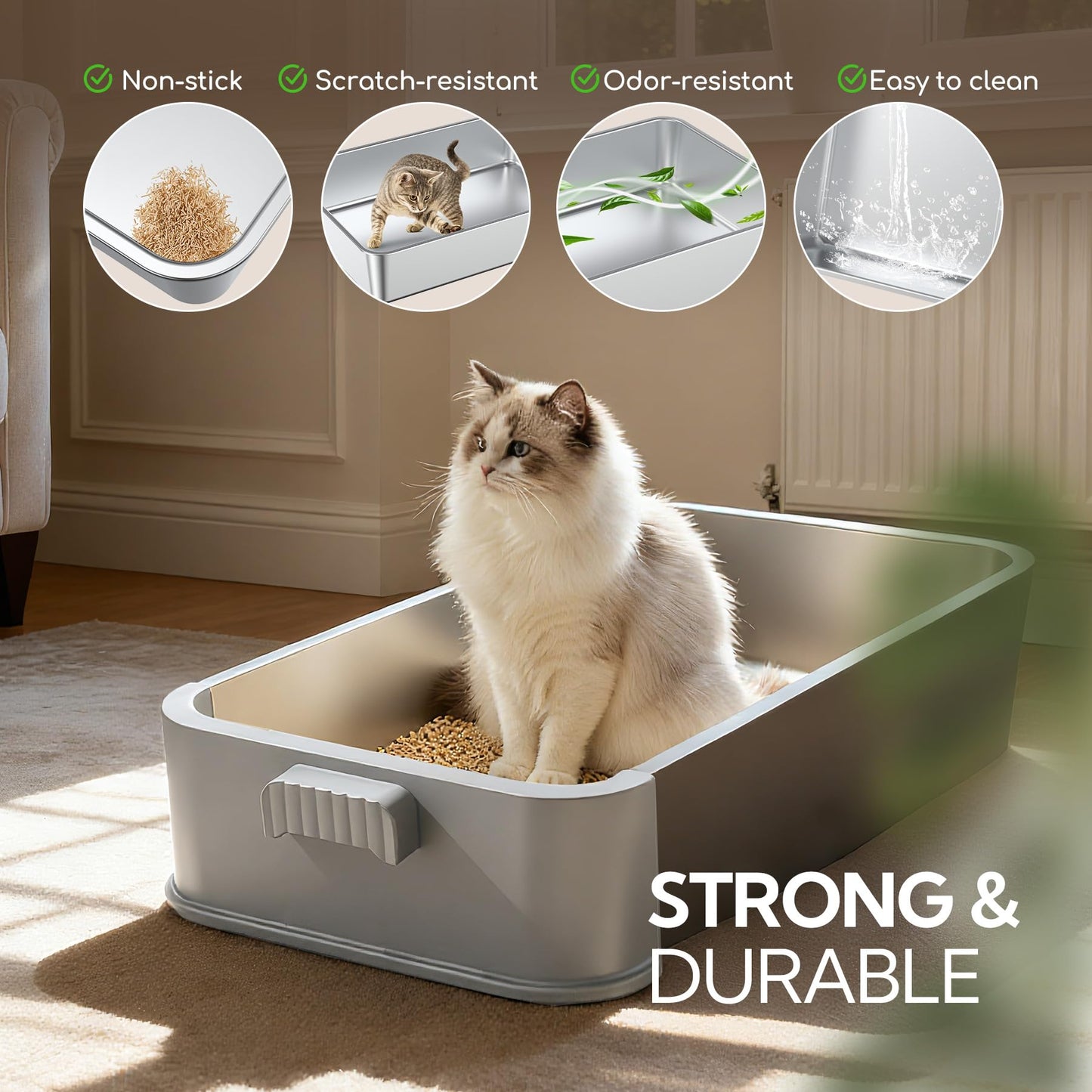 Soulbond Stainless Steel Cat Litter Box with Lid