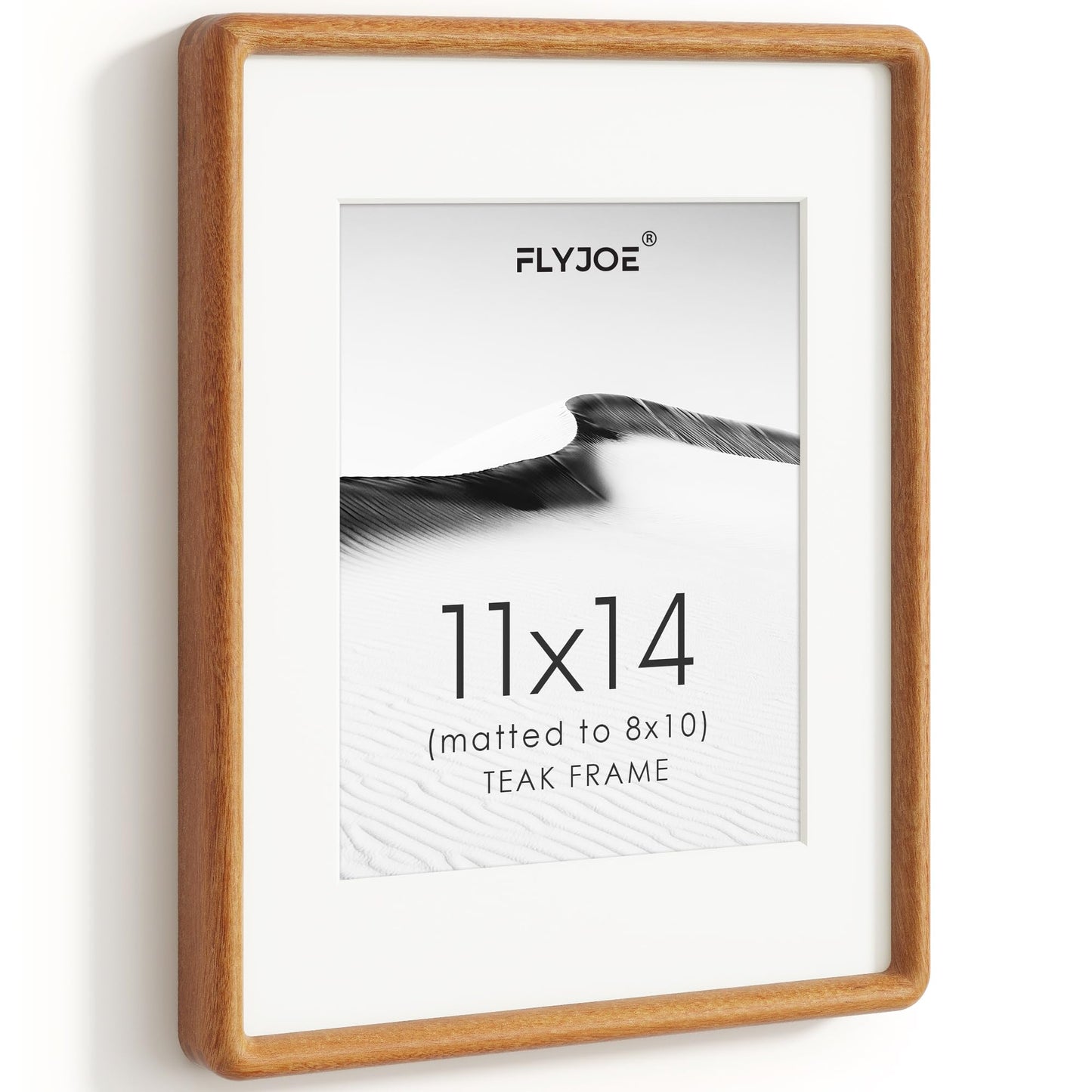 FLYJOE 11x14 Picture Frame, Natural Solid OAK Wood Photo Frame with HD Tempered Glass, Rounded Corner Frame 11 x 14 Matted to 8x10, Gallery Wall Frames for Art, Horizontal or Vertical Wall Mounting